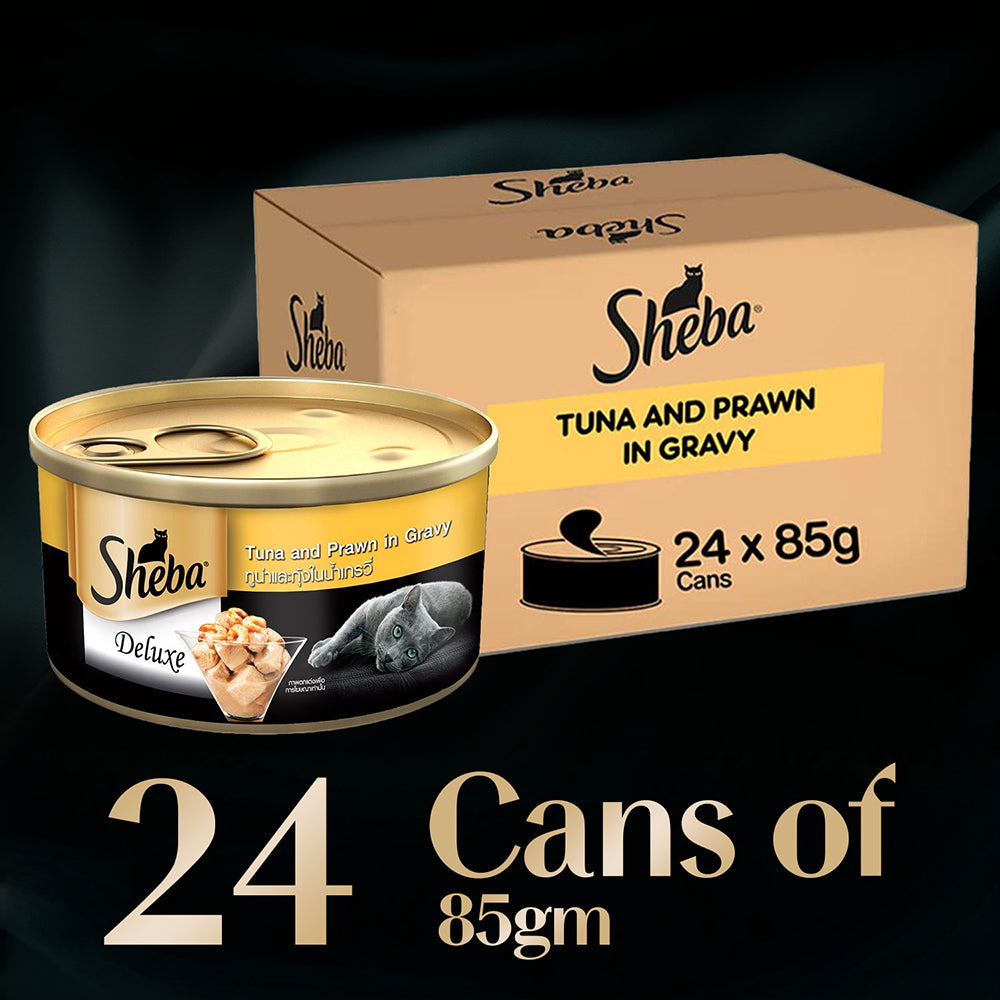 Sheba Tuna Fillet & Whole Prawns in Gravy Premium Cat Wet Food