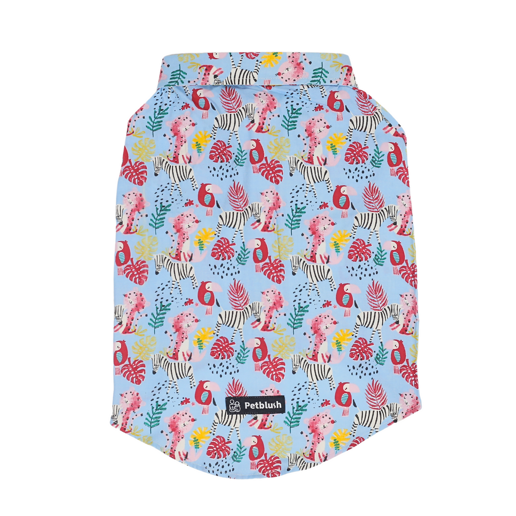 Petblush Blue Zoo Print Shirt