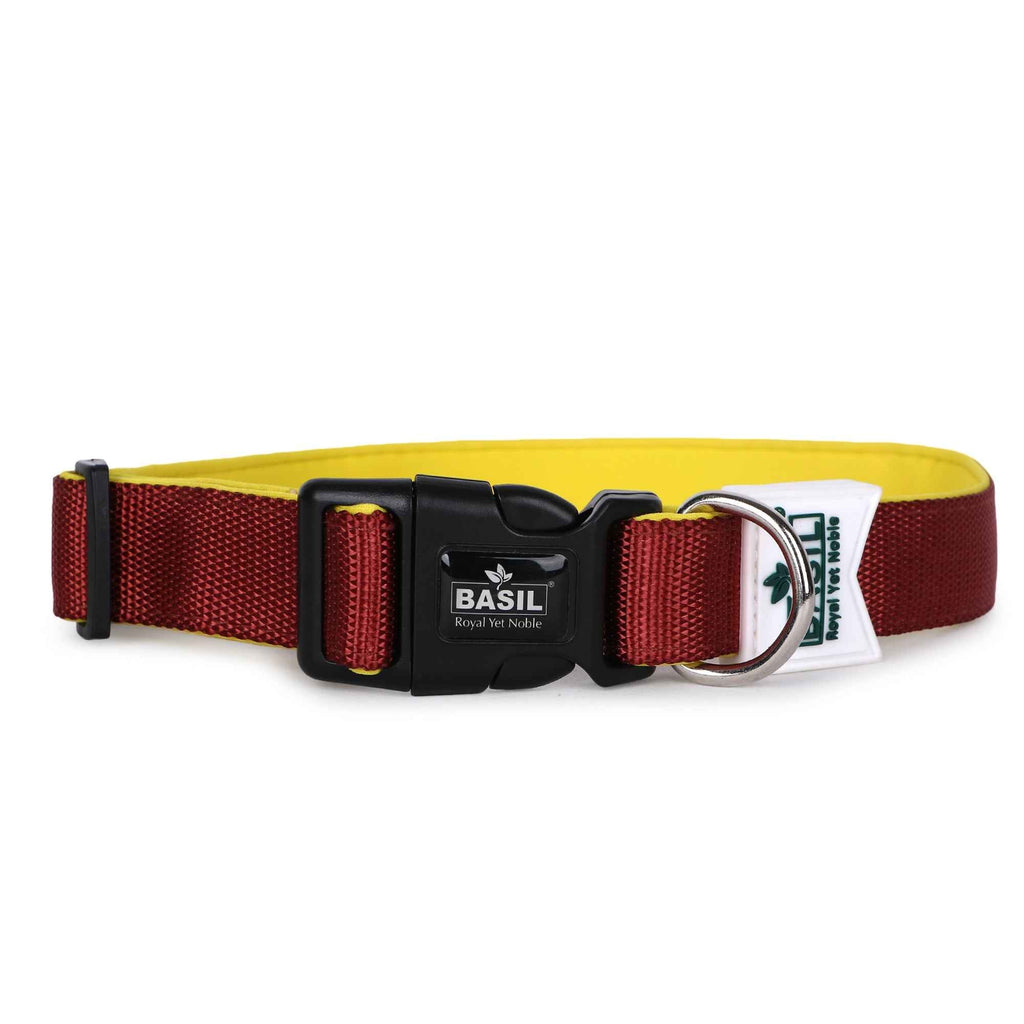 Padded Adjustable Collar for Dogs, Puppies & Cats (Maroon)