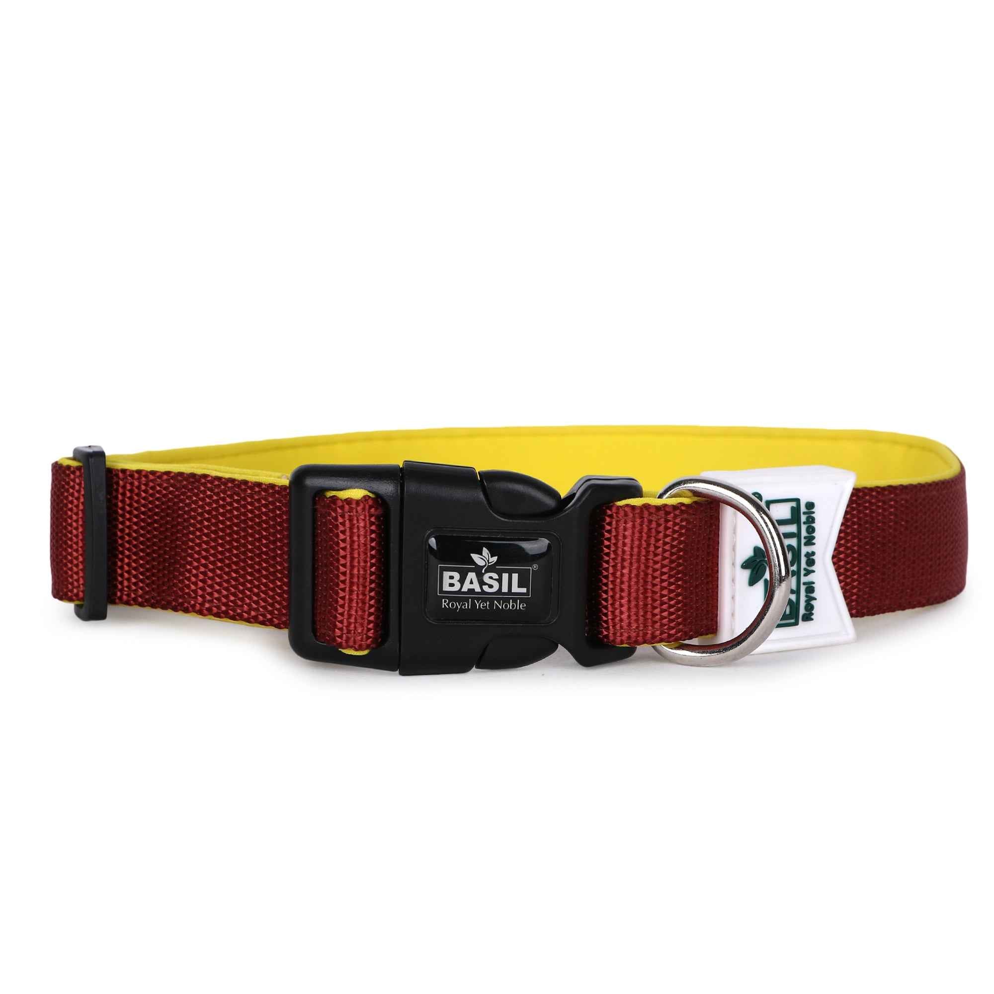 Padded Adjustable Collar for Dogs, Puppies & Cats (Maroon)