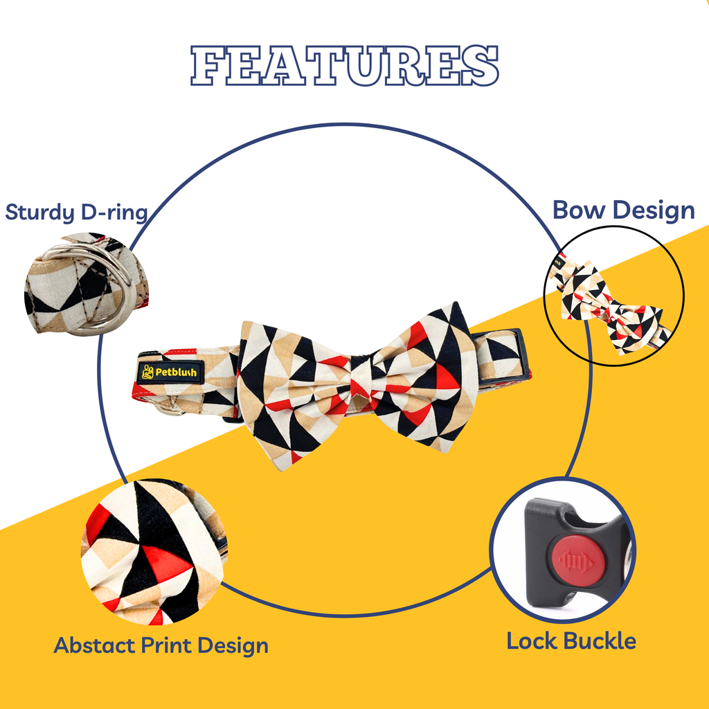 Petblush Geometrical Abstract Bow Collars For Dogs