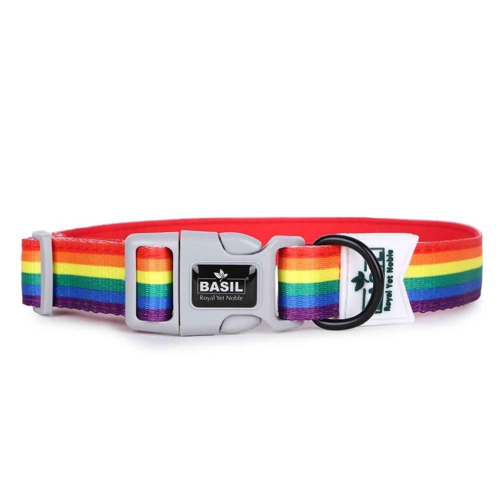 Padded Adjustable Collar for Dogs, Cats & Puppies (Rainbow)