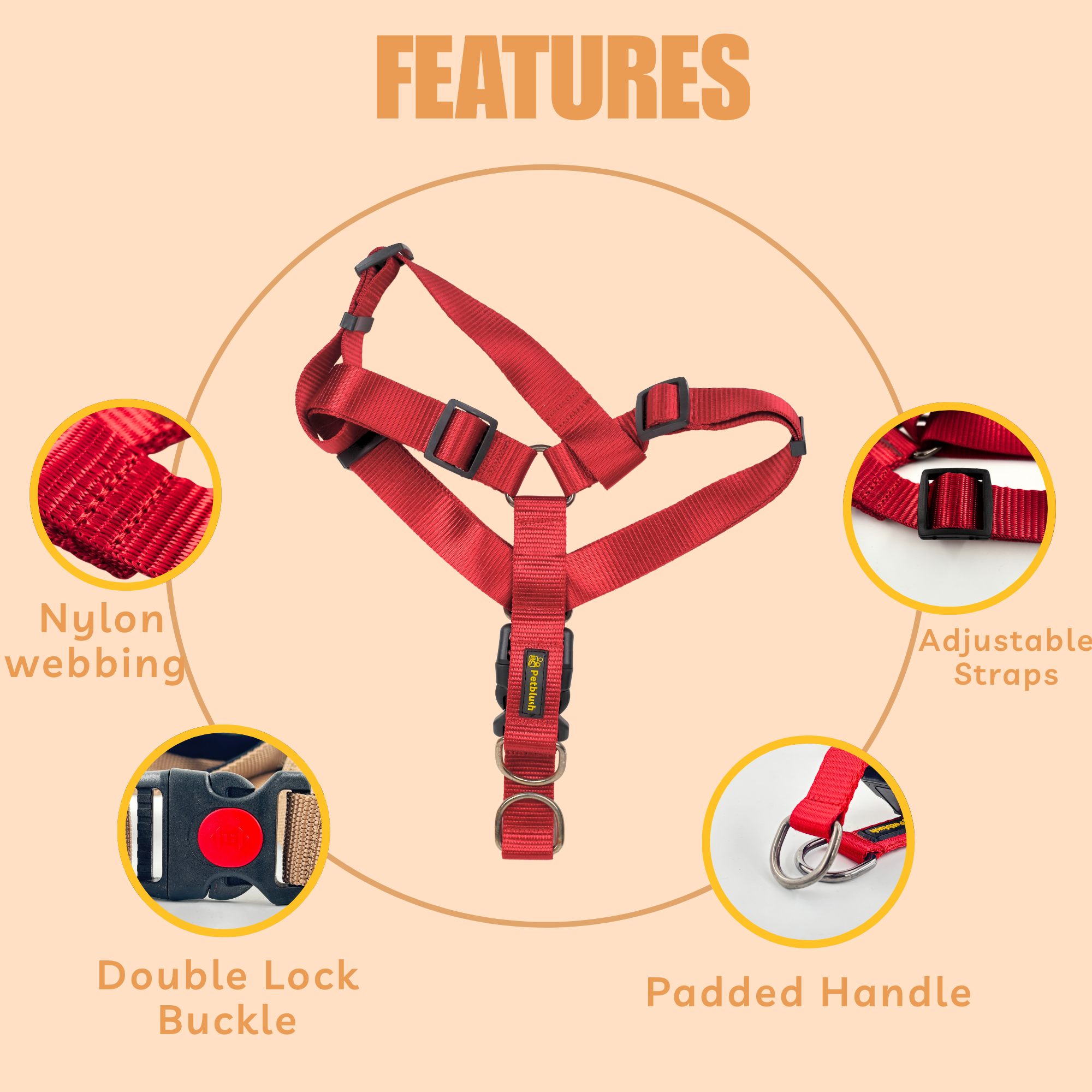 Petblush Y Harness with Lock Buckle For Dogs