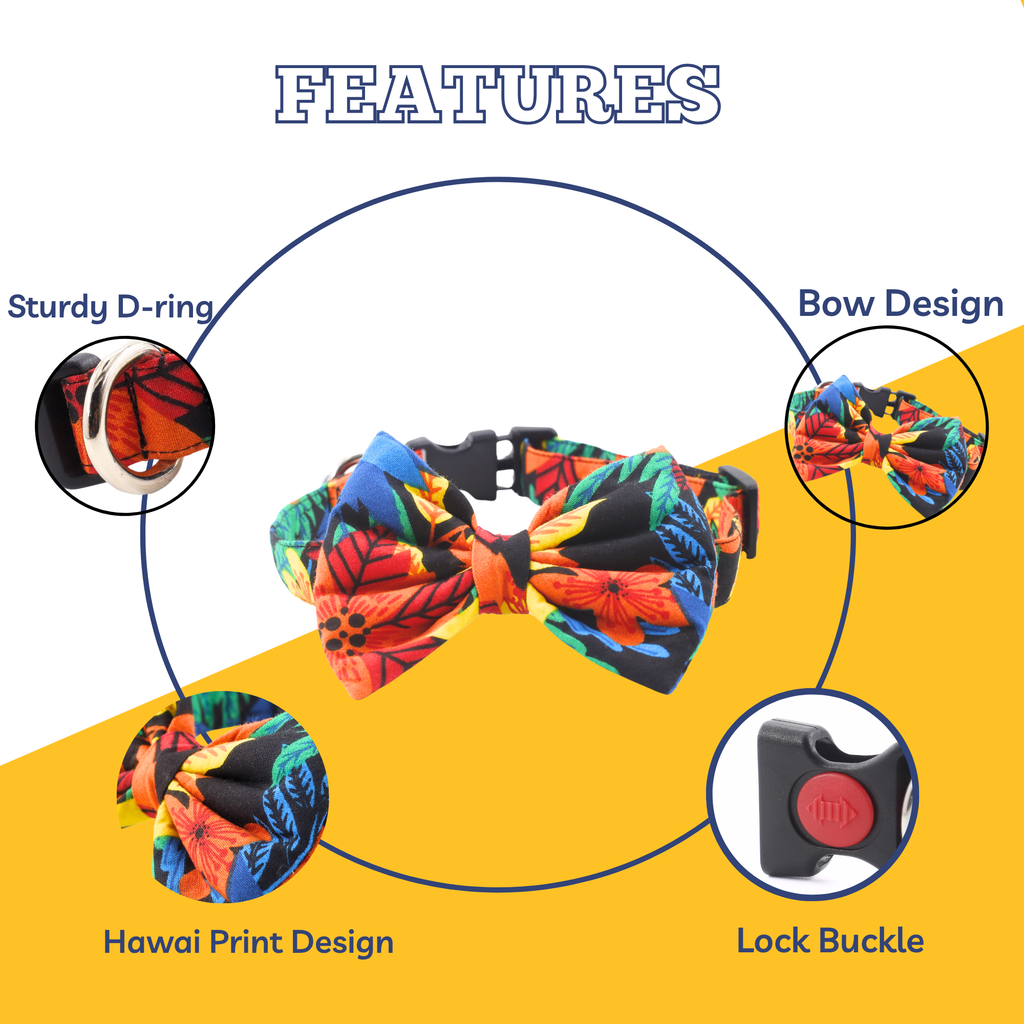 Petblush Hawai Print Bow Collars For Dogs