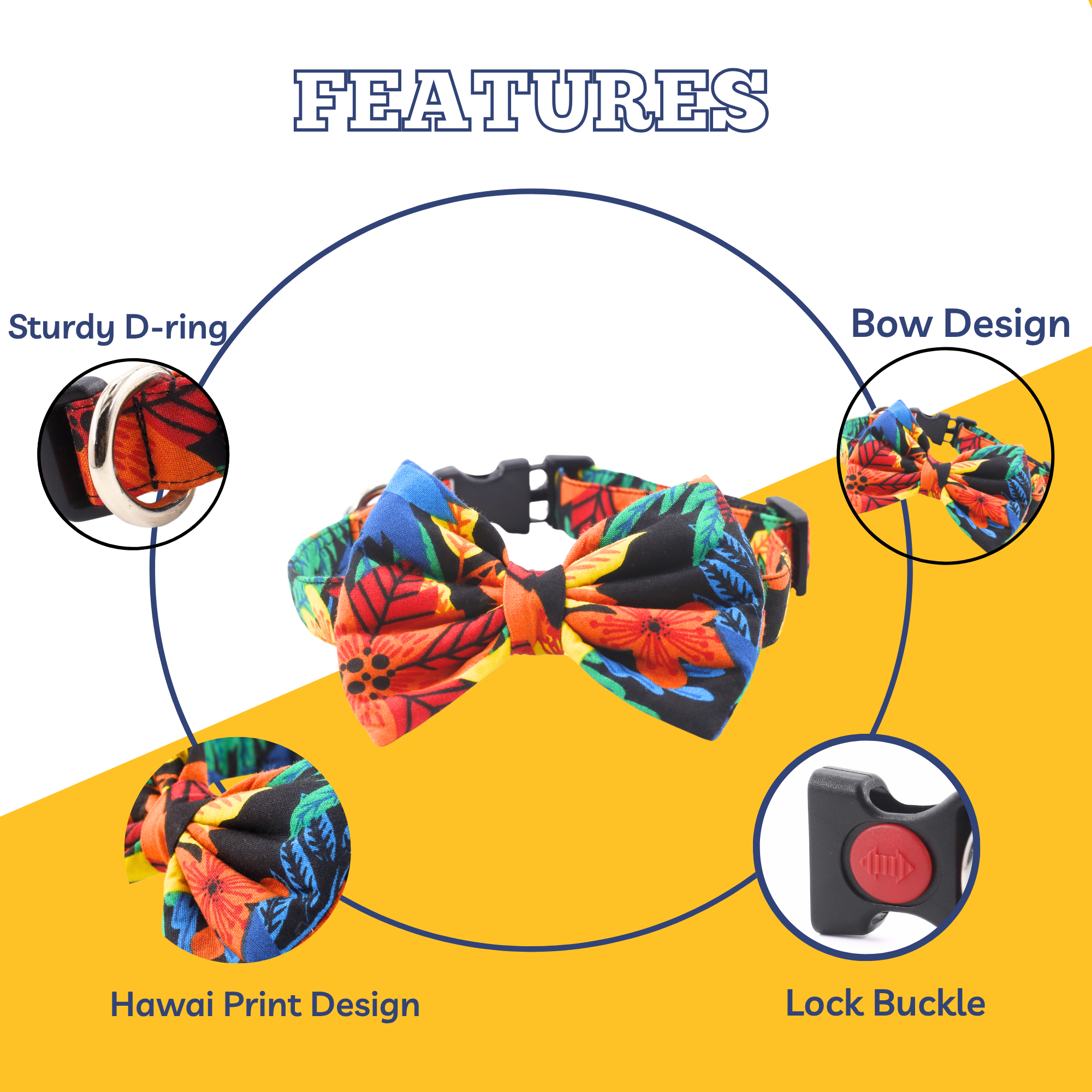 Petblush Hawai Print Bow Collars For Dogs