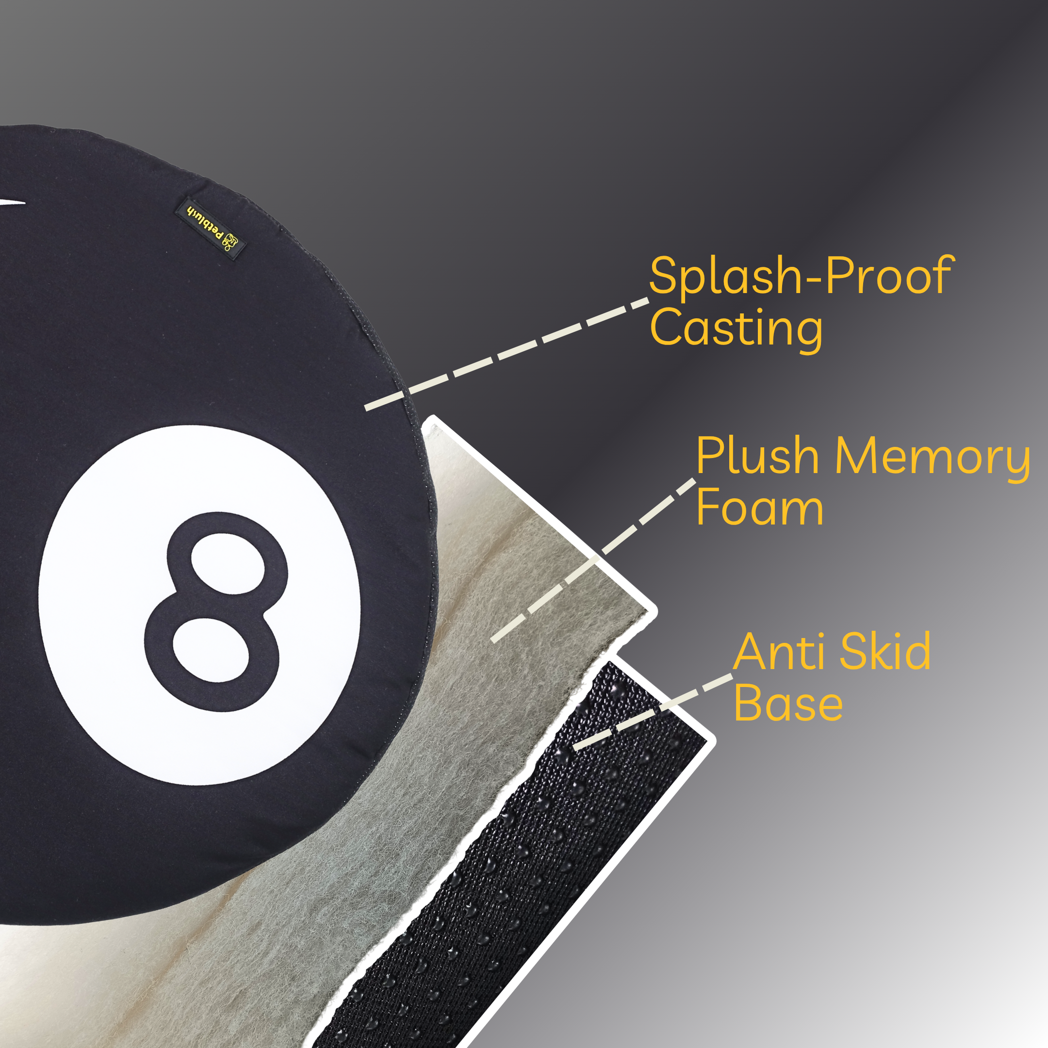 Petblush 8 Ball Pool Shaped Mat For Dogs