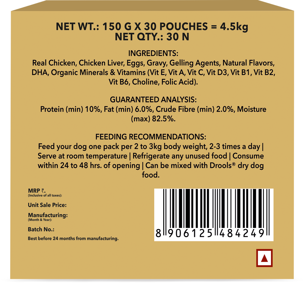 Drools Real Chicken & Chicken Liver Chunks in Gravy Puppy Dog Wet Food