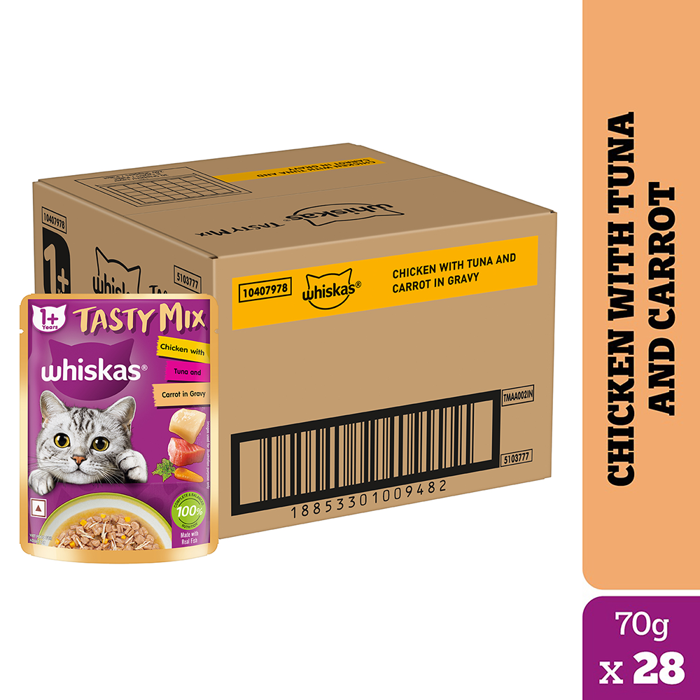Whiskas Chicken With Tuna And Carrot in Gravy Tasty Mix Adult Cat Wet Food