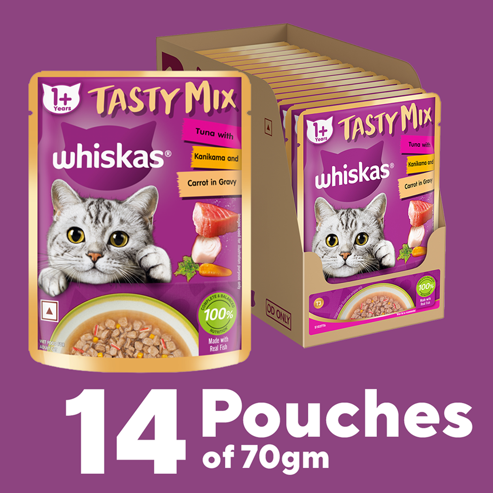Whiskas Tuna with Kanikama And Carrot in Gravy Tasty Mix Adult Cat Wet Food