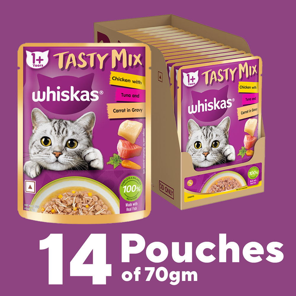 Whiskas Chicken With Tuna And Carrot in Gravy Tasty Mix Adult Cat Wet Food