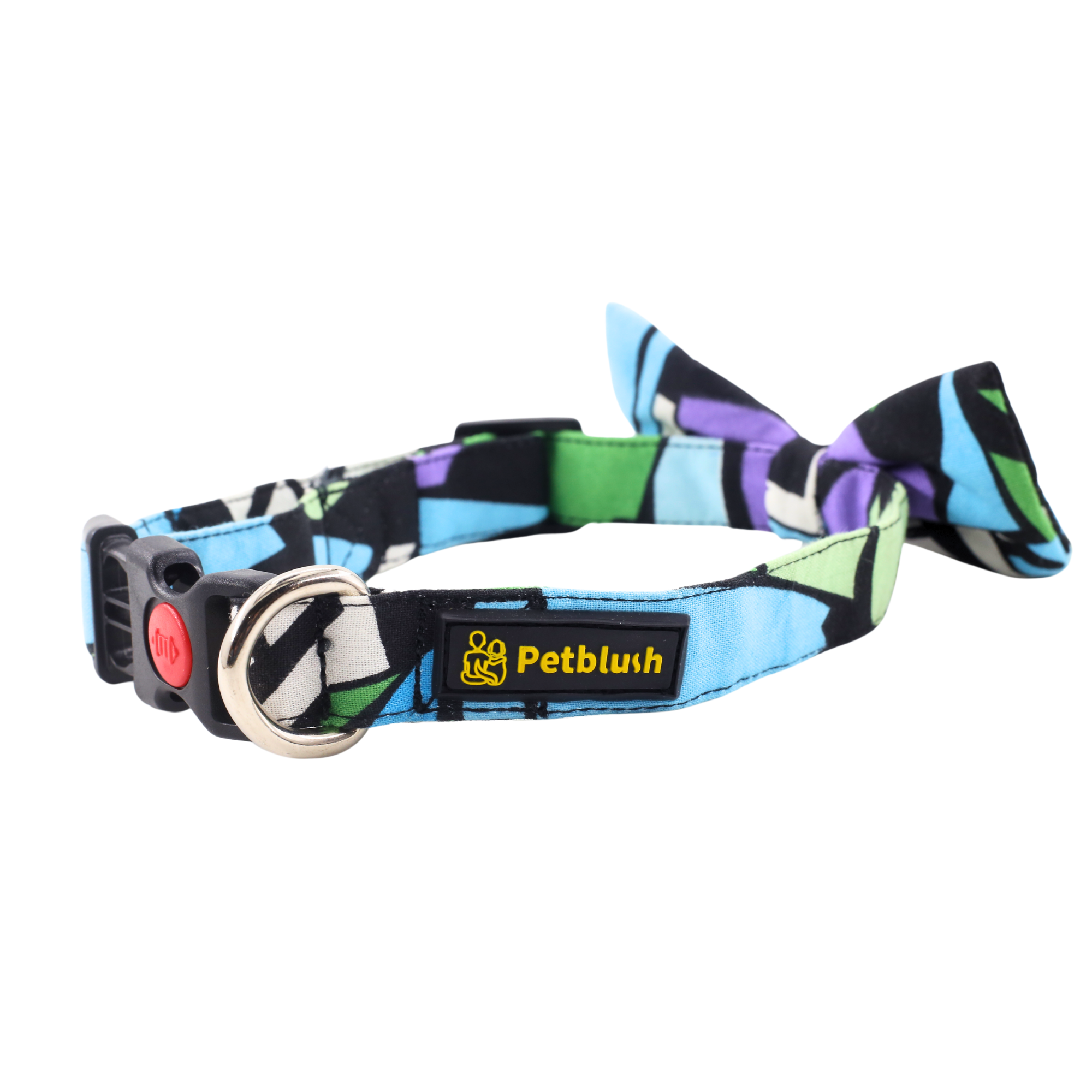 Petblush Funky Abstract Blue Bow Collars for Dogs