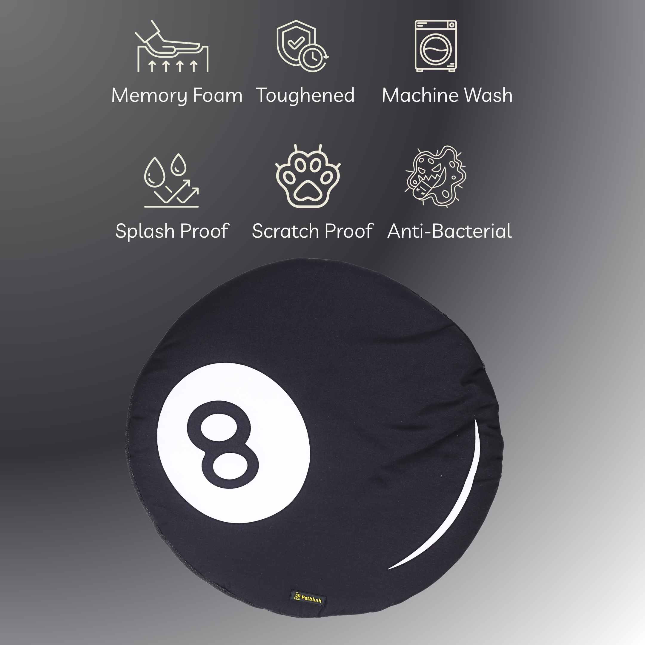 Petblush 8 Ball Pool Shaped Mat For Dogs