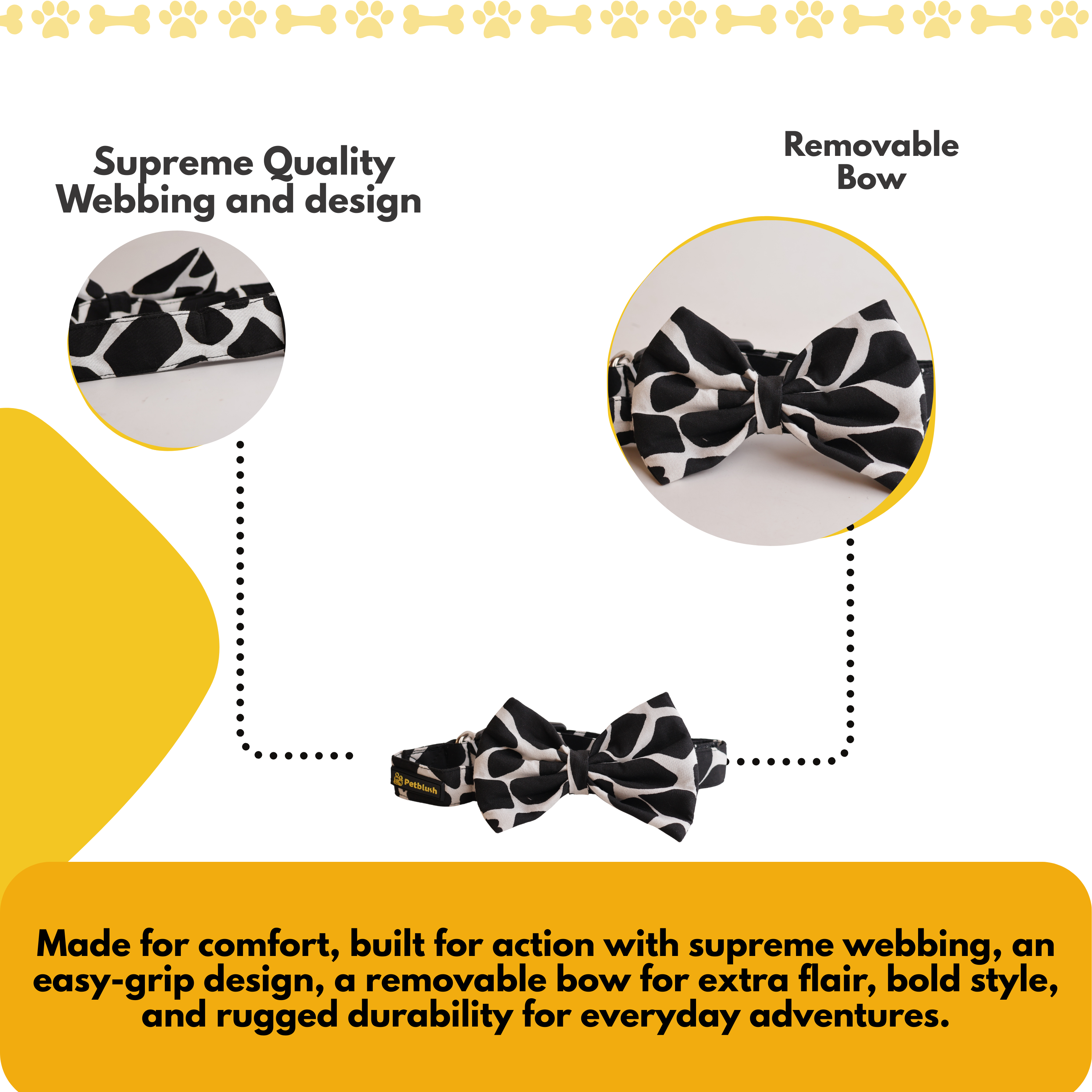 Petblush Cow Print Bow Collars For Dogs