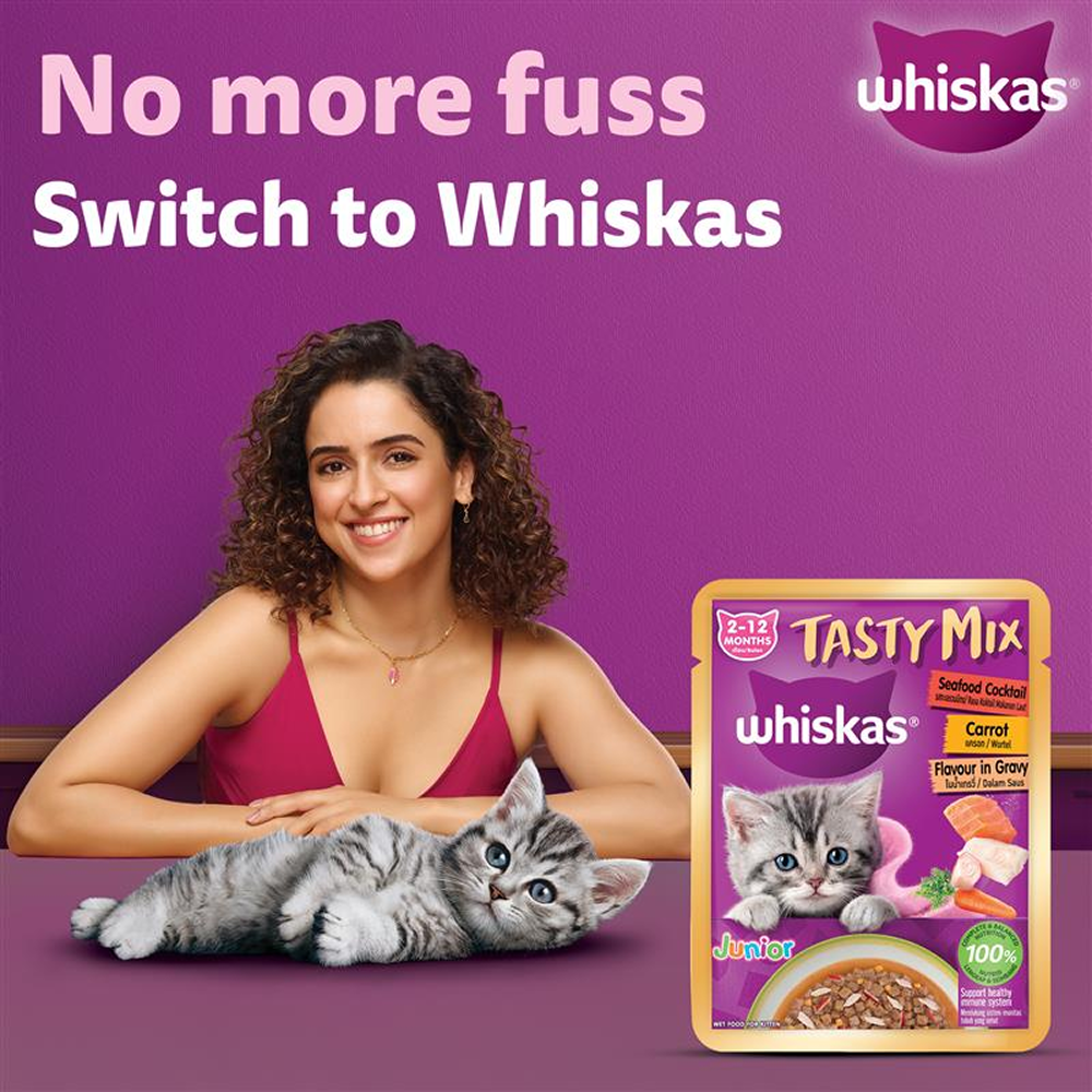 Whiskas Tasty Mix Seafood Cocktail Carrot Gravy Kitten Cat Wet Food