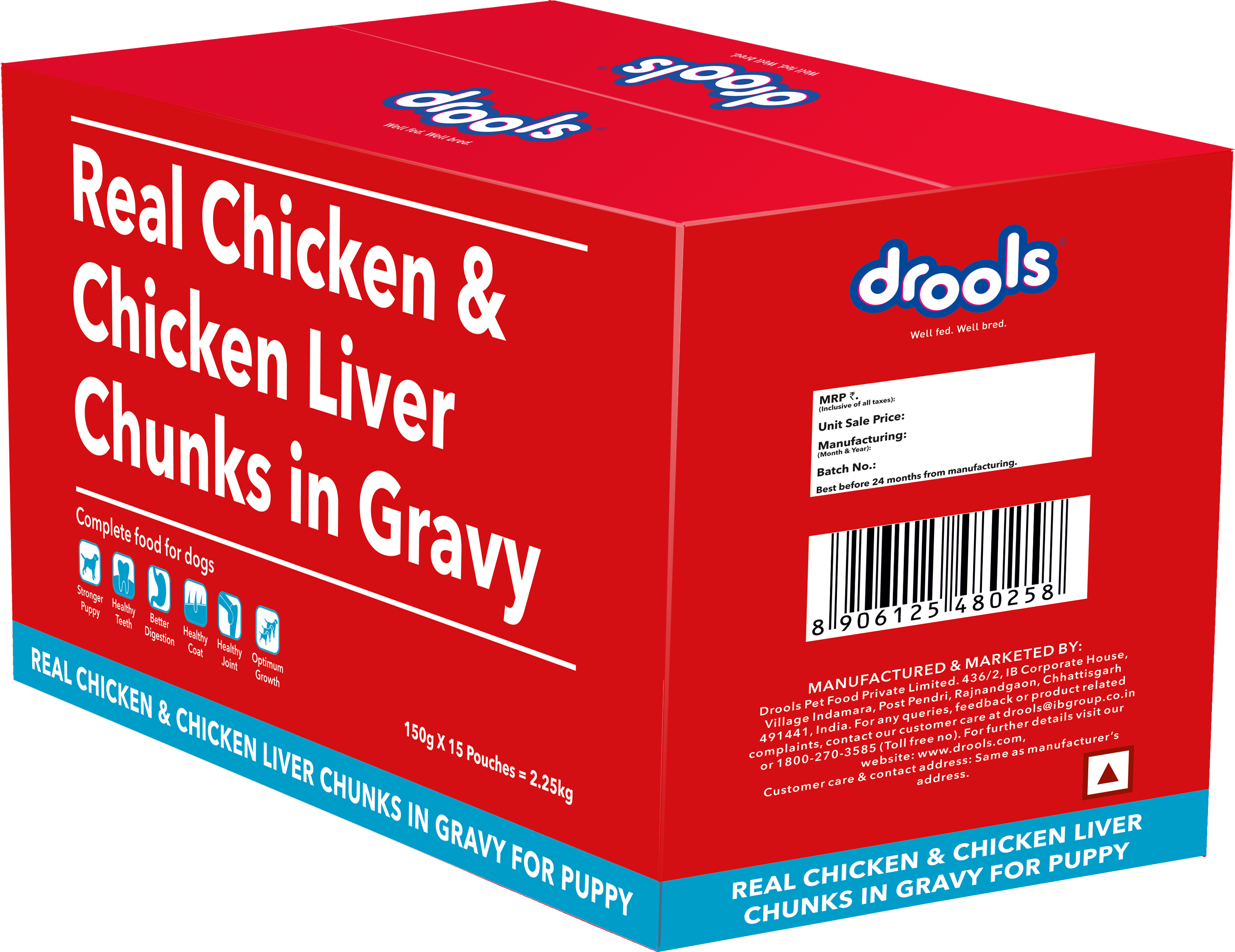 Drools Real Chicken & Chicken Liver Chunks in Gravy Puppy Dog Wet Food