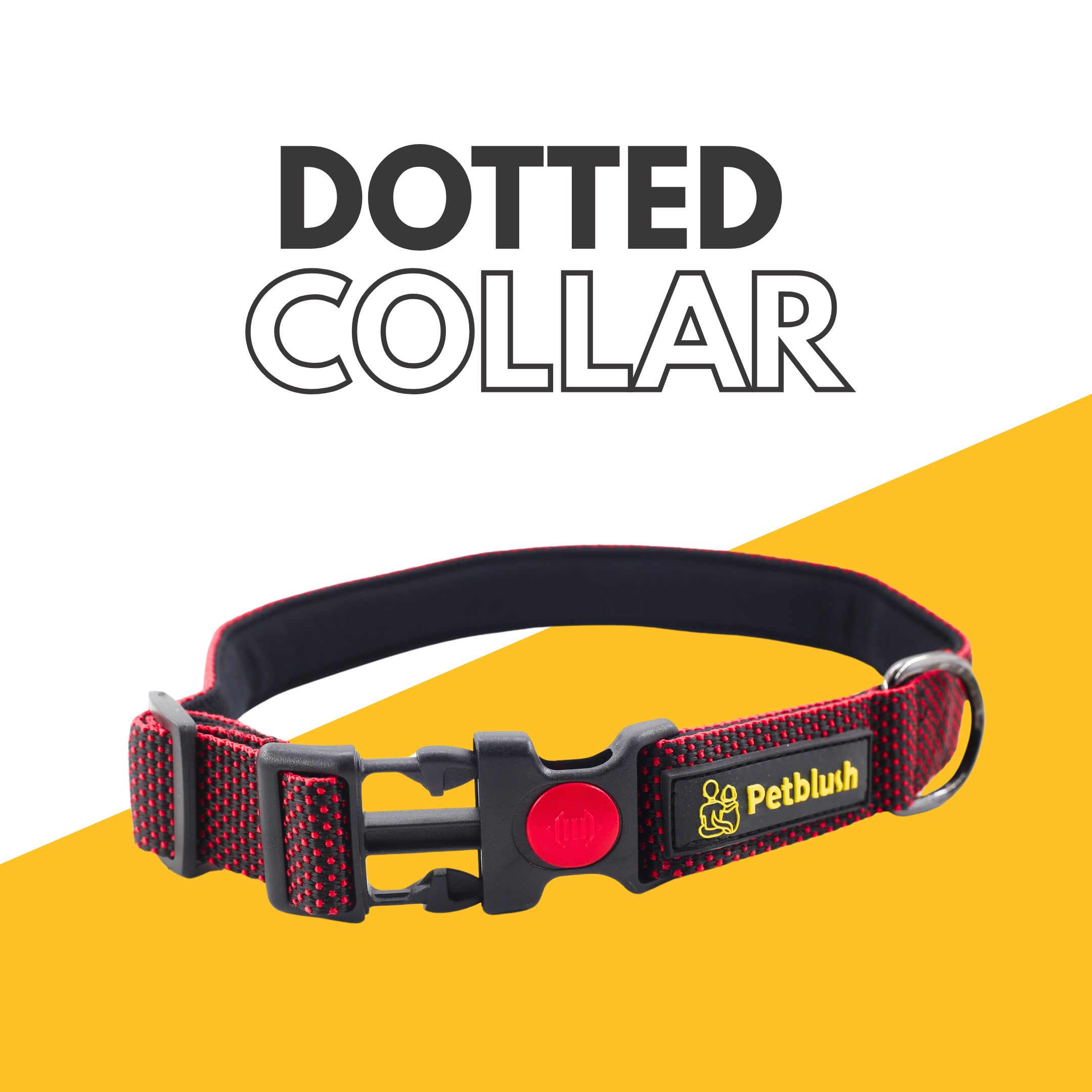 Petblush Dotted Padded Collar With Lock Buckle