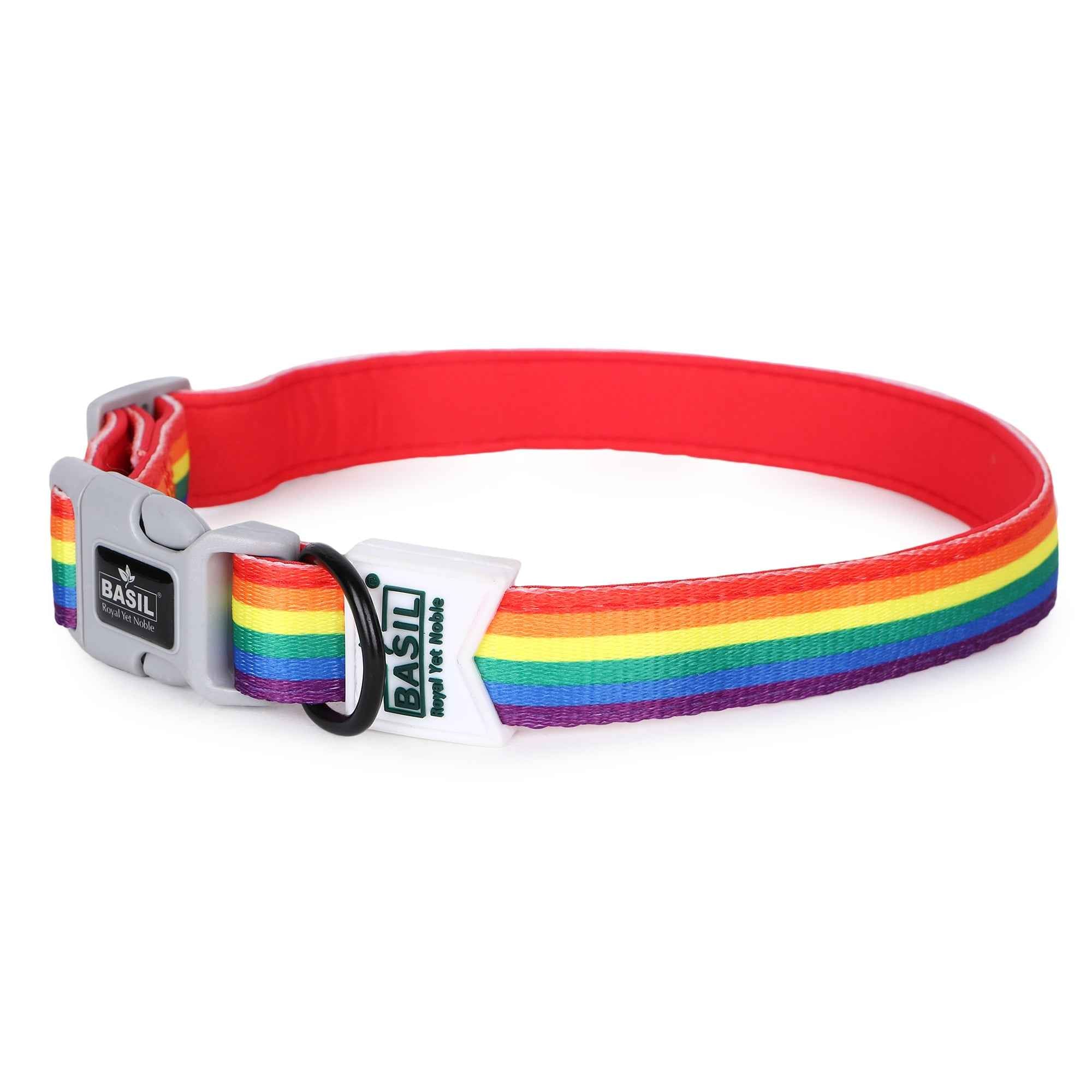 Padded Adjustable Collar for Dogs, Cats & Puppies (Rainbow)