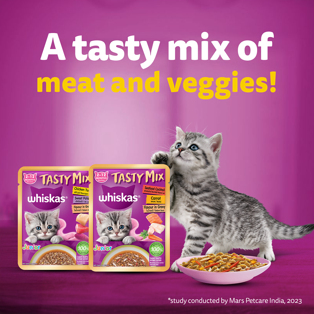 Whiskas Tasty Mix Seafood Cocktail Carrot Gravy Kitten Cat Wet Food