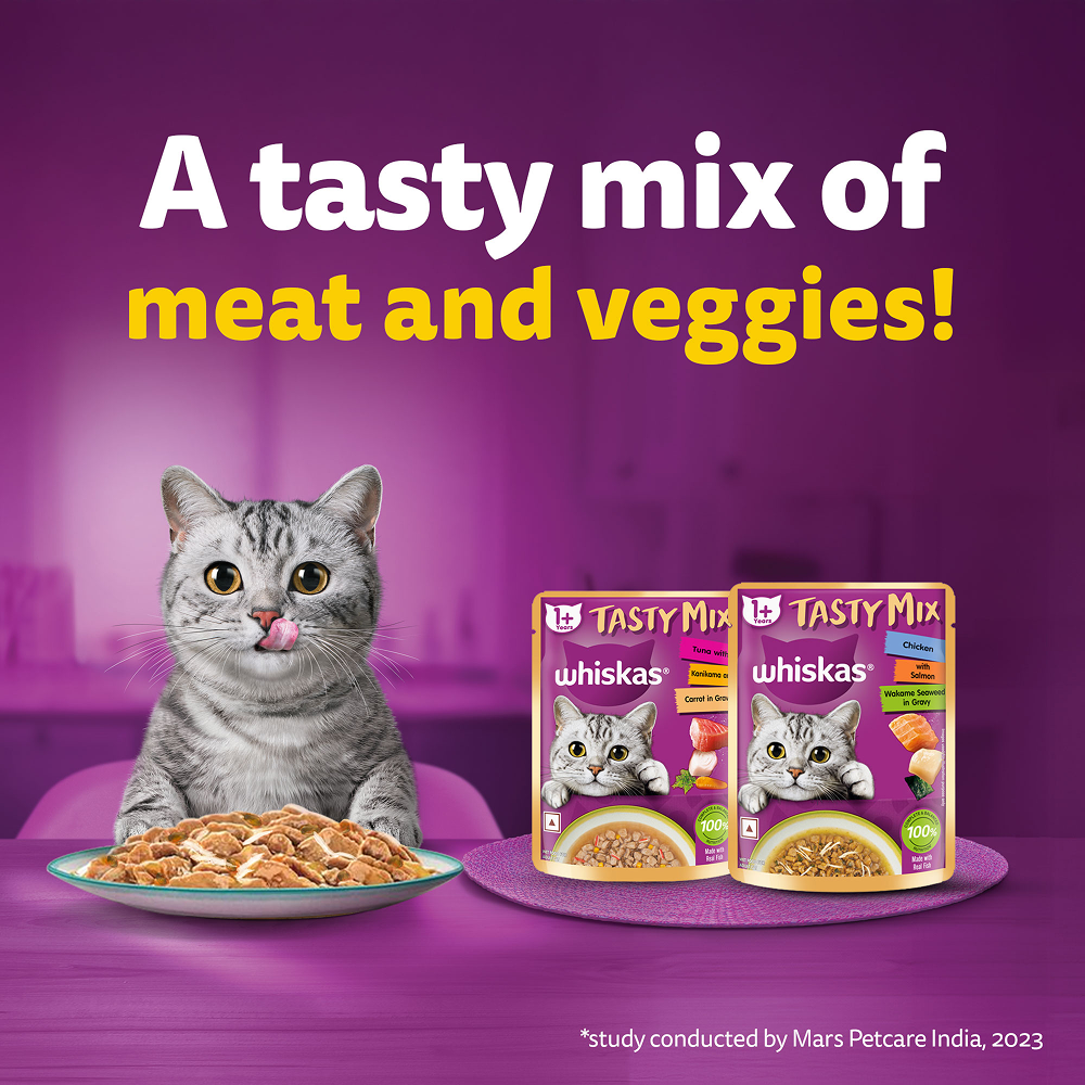 Whiskas Chicken With Salmon Wakame Seaweed in Gravy Tasty Mix Adult Cat Wet Food