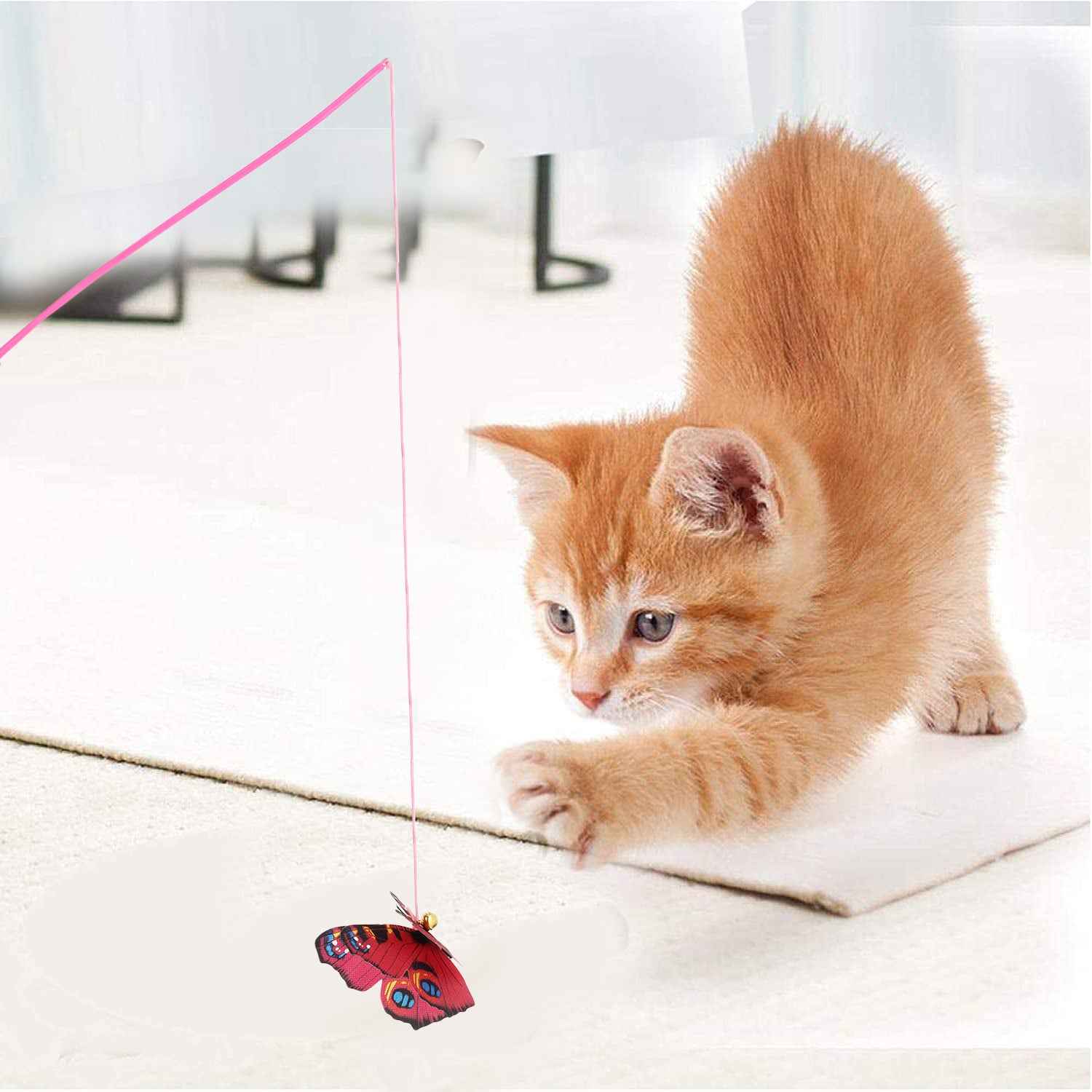 BASIL Cat Teaser Stick with Butterfly and Bell