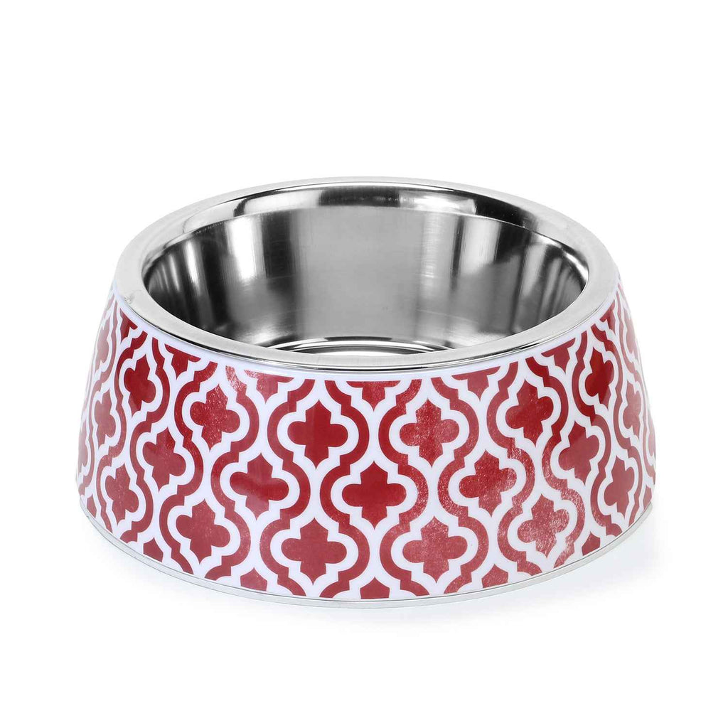 BASIL Red Indie Pet Feeding Bowl, Stainless Steel & Melamine