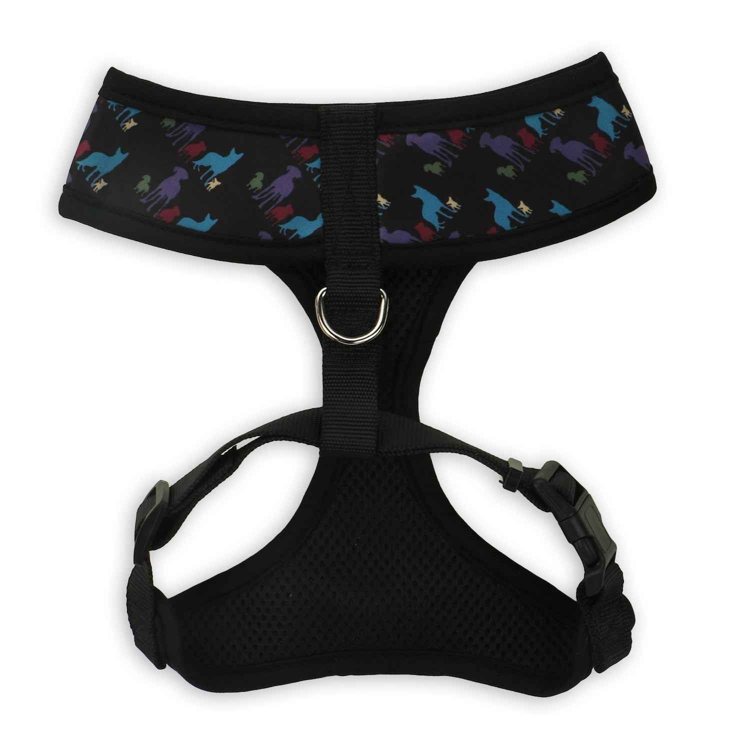 BASIL Printed Adjustable Mesh Harness for Puppies & Small Breed Dogs (Black)
