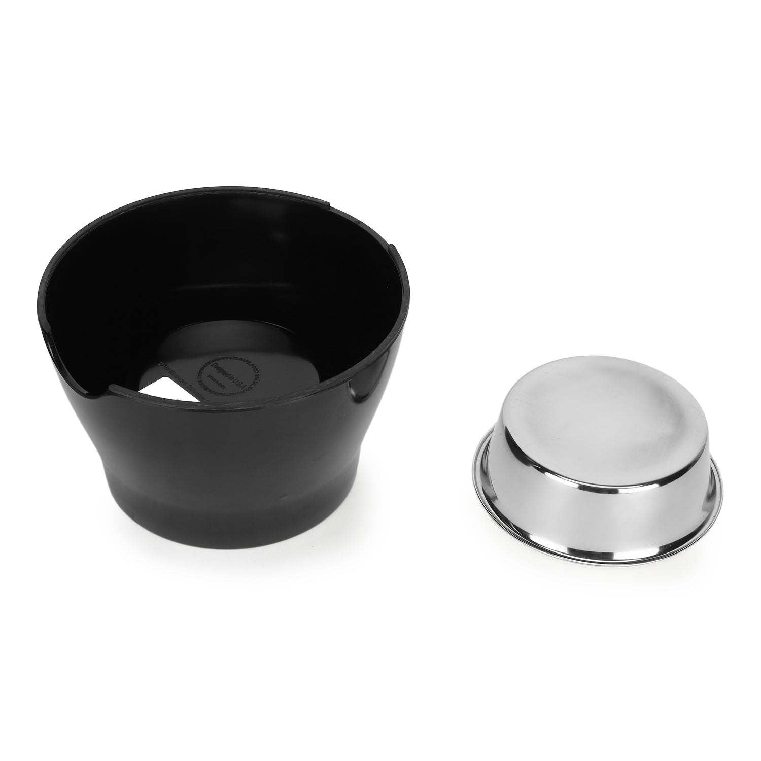 BASIL Elevated Melamine and Stainless Steel Pet Feeding Bowls for Bigger Ears Dogs, 500ml (Black)