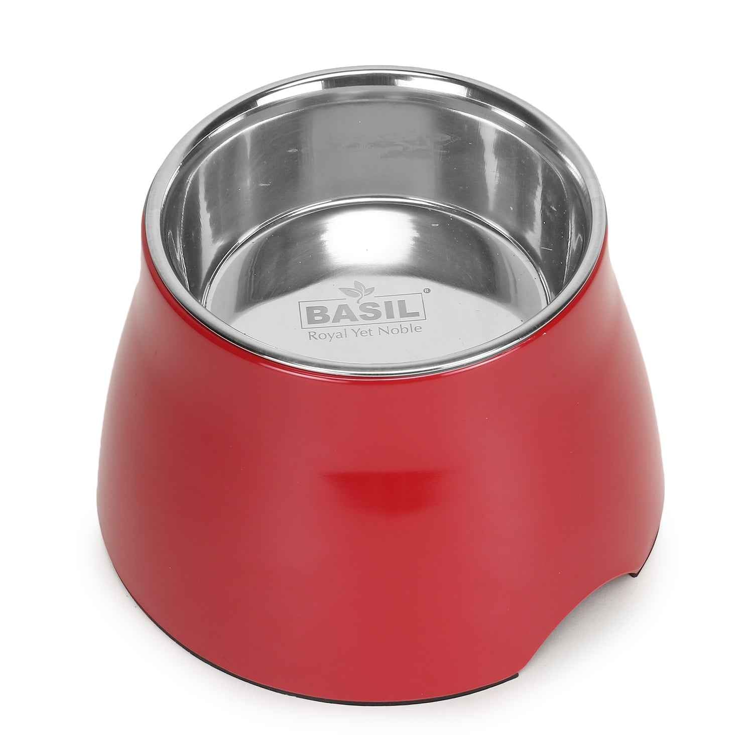 BASIL Elevated Melamine and Stainless Steel Pet Feeding Bowls for Bigger Ears Dogs, 500ml (Red)