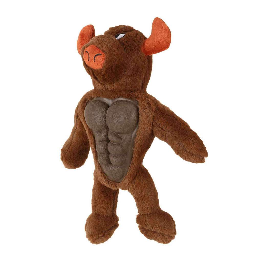 BASIL Big Bull Plush with Squeaky TPR Adult Dog Chew Toy