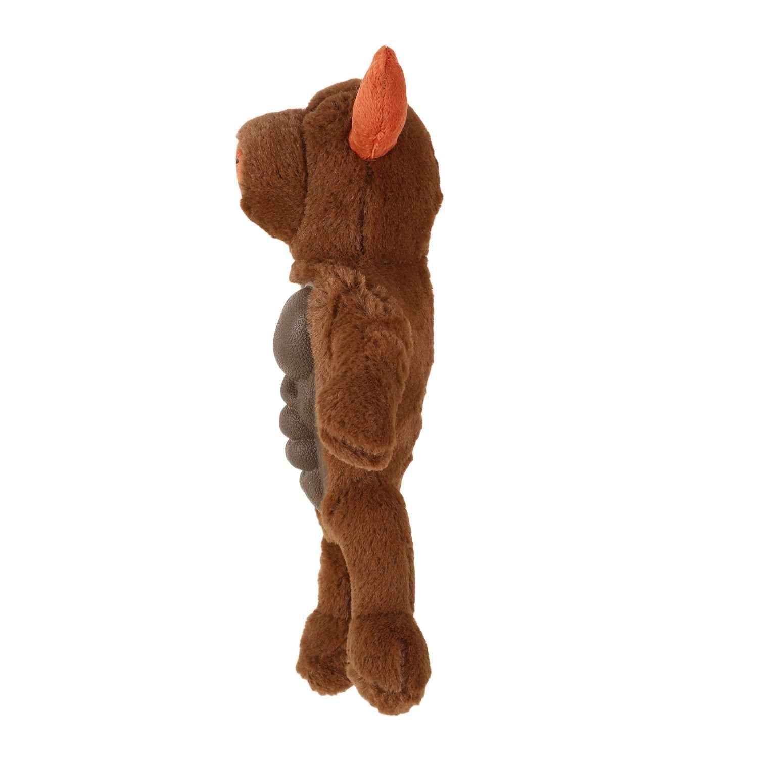 BASIL Big Bull Plush with Squeaky TPR Adult Dog Chew Toy