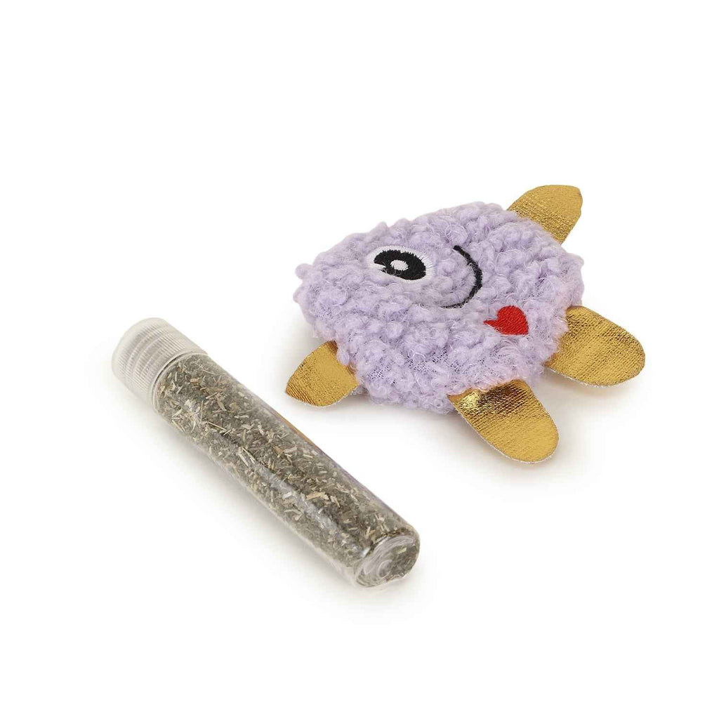 BASIL Cat Plush Toy with Cat Nip for Stuffing (Purple)