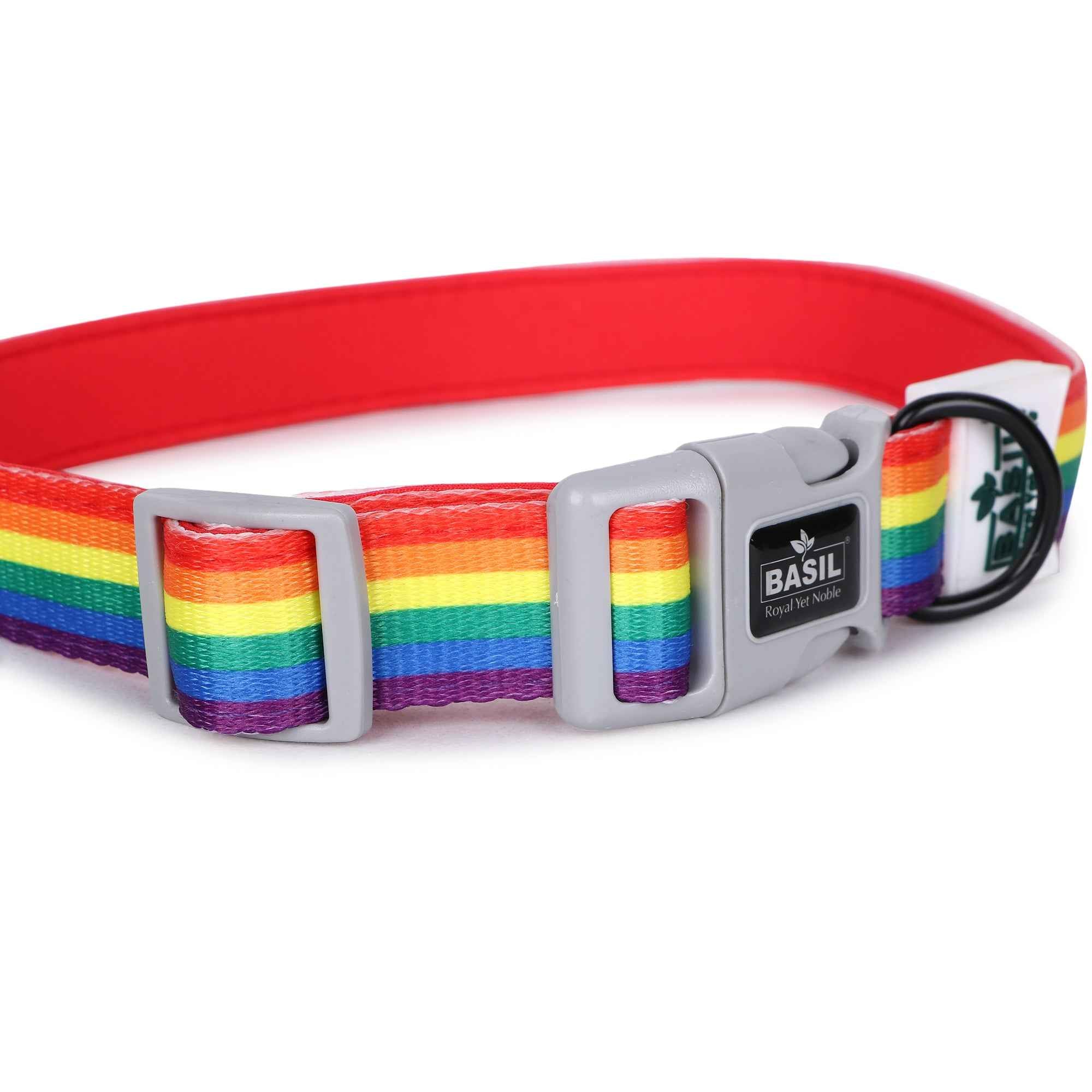 Padded Adjustable Collar for Dogs, Cats & Puppies (Rainbow)