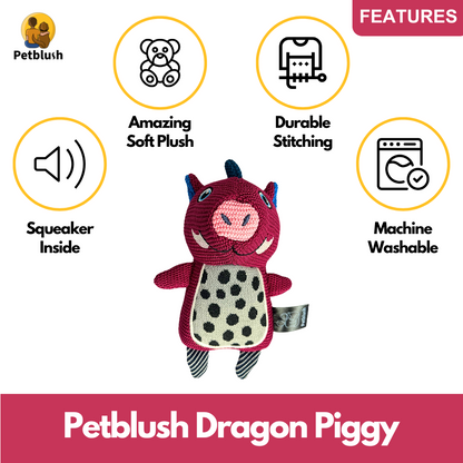 Petblush Dragon Piggy Plush Toy for Dogs & Cats