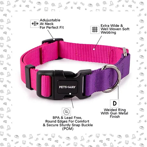 Fuschia & Amethyst - Dual Color Dog Collar