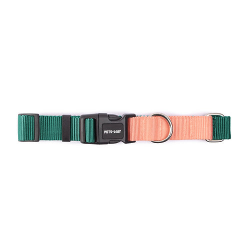 Emerald & Peach - Dual Color Dog Collar