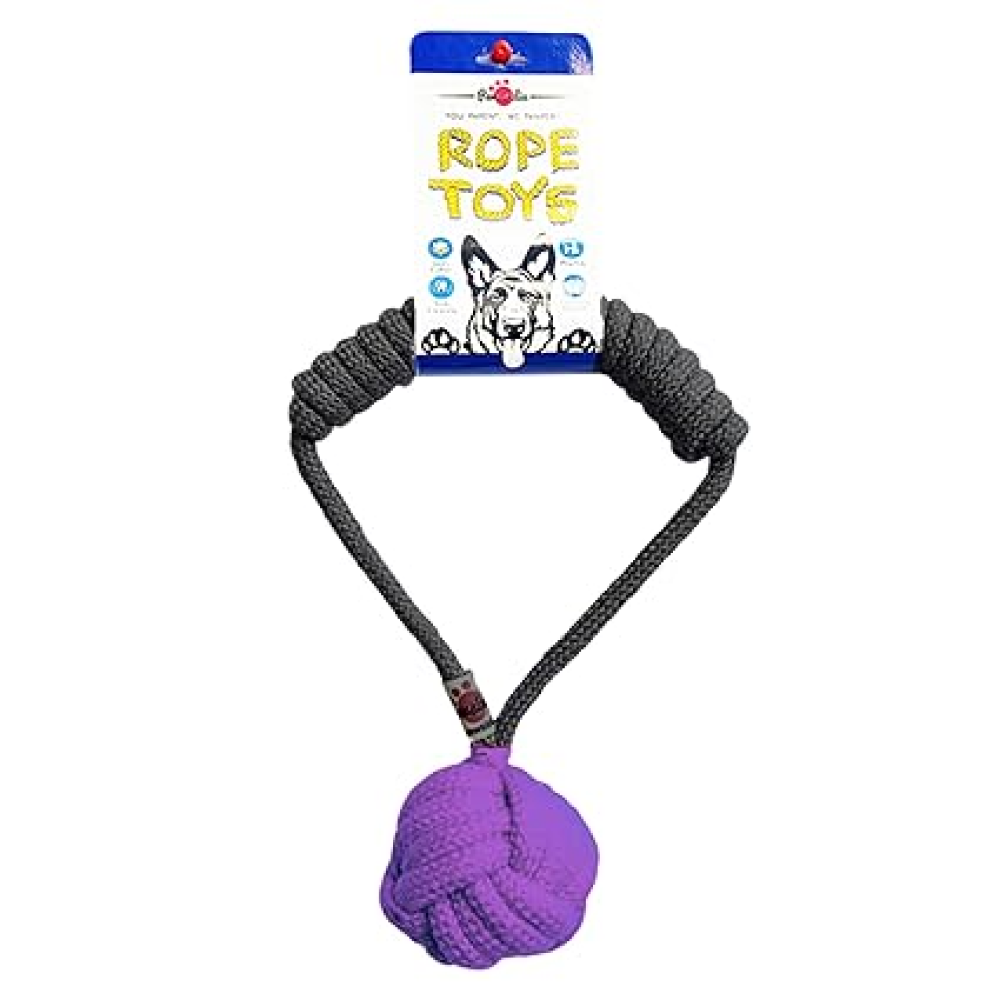 Pawsindia Tug of War Rope Toy for Dogs (Purple/Grey)