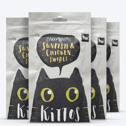 Kittos Purr-Fect Sunfish & Chicken Twirls Cat Treats - 35 g