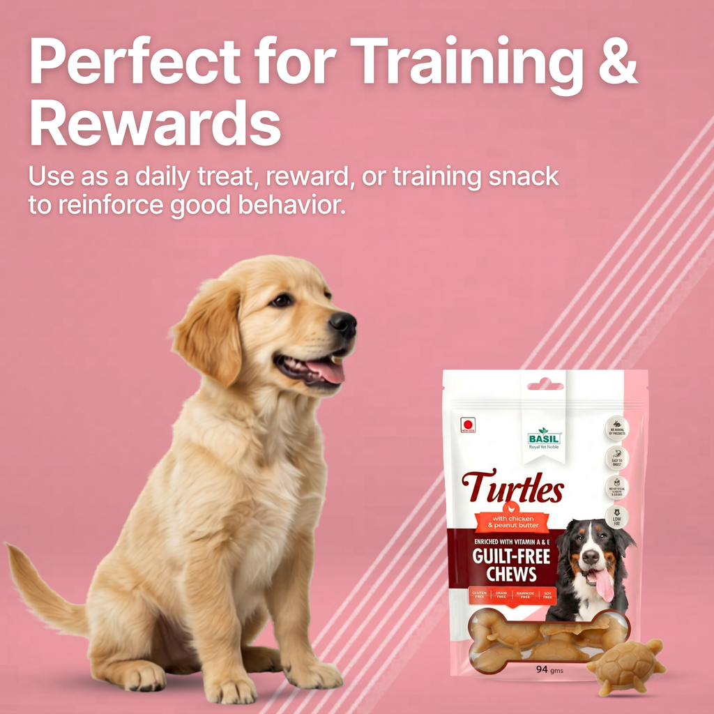 BASIL Turtle with Peanut Butter Guilt-Free Treat for Dogs & Puppies | 94 Grams