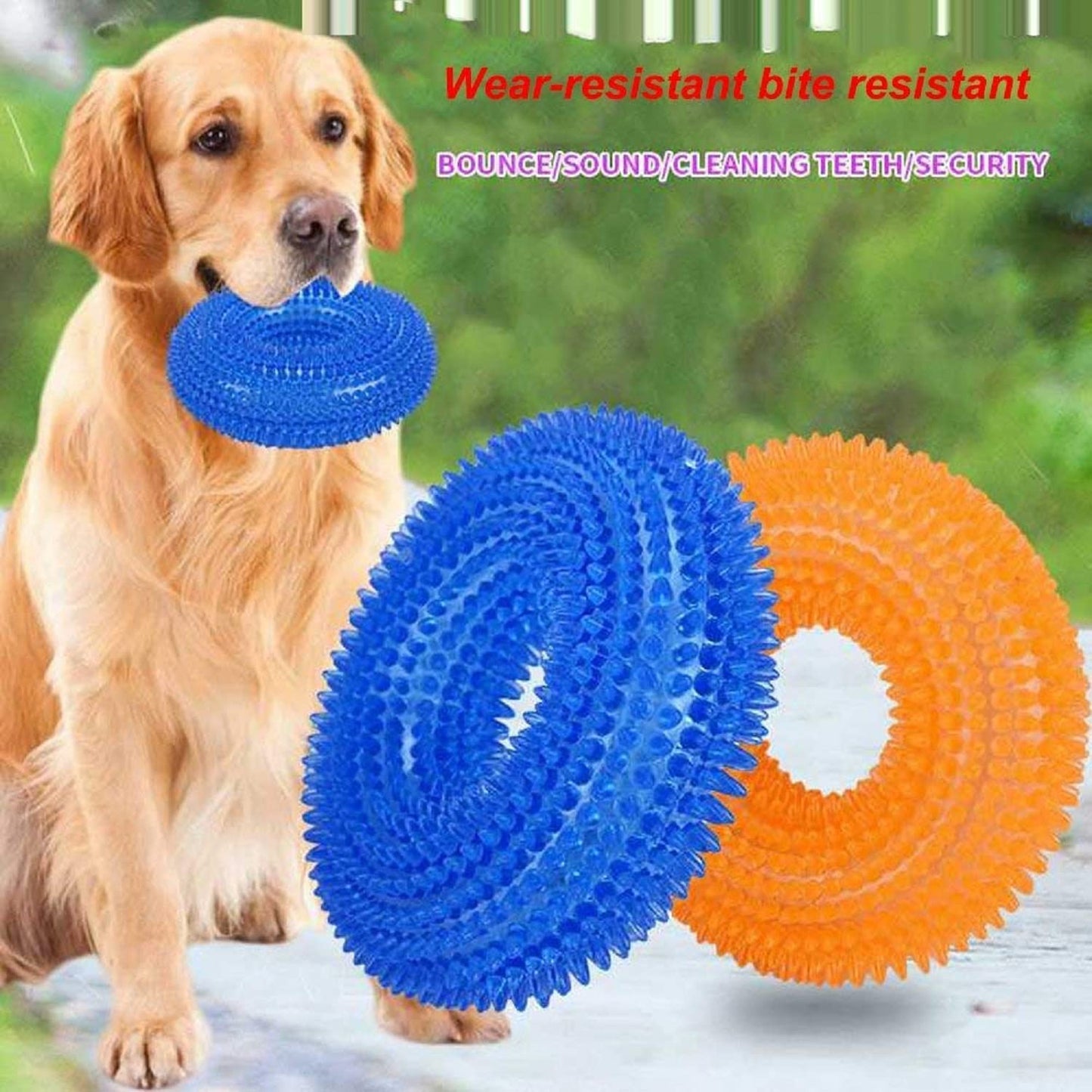 Emily Pets Dog Spike Squeaky Ring Chew Toy Dog Toys Large(Color Vary)