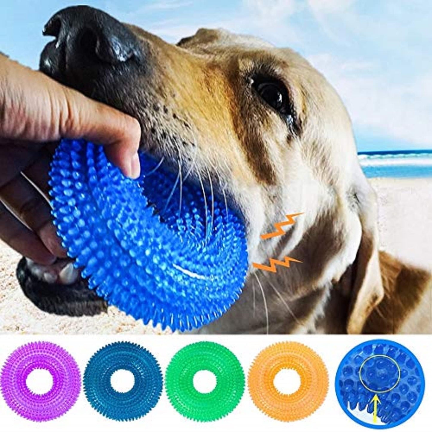 Emily Pets Dog Spike Squeaky Ring Chew Toy Dog Toys Large(Color Vary)