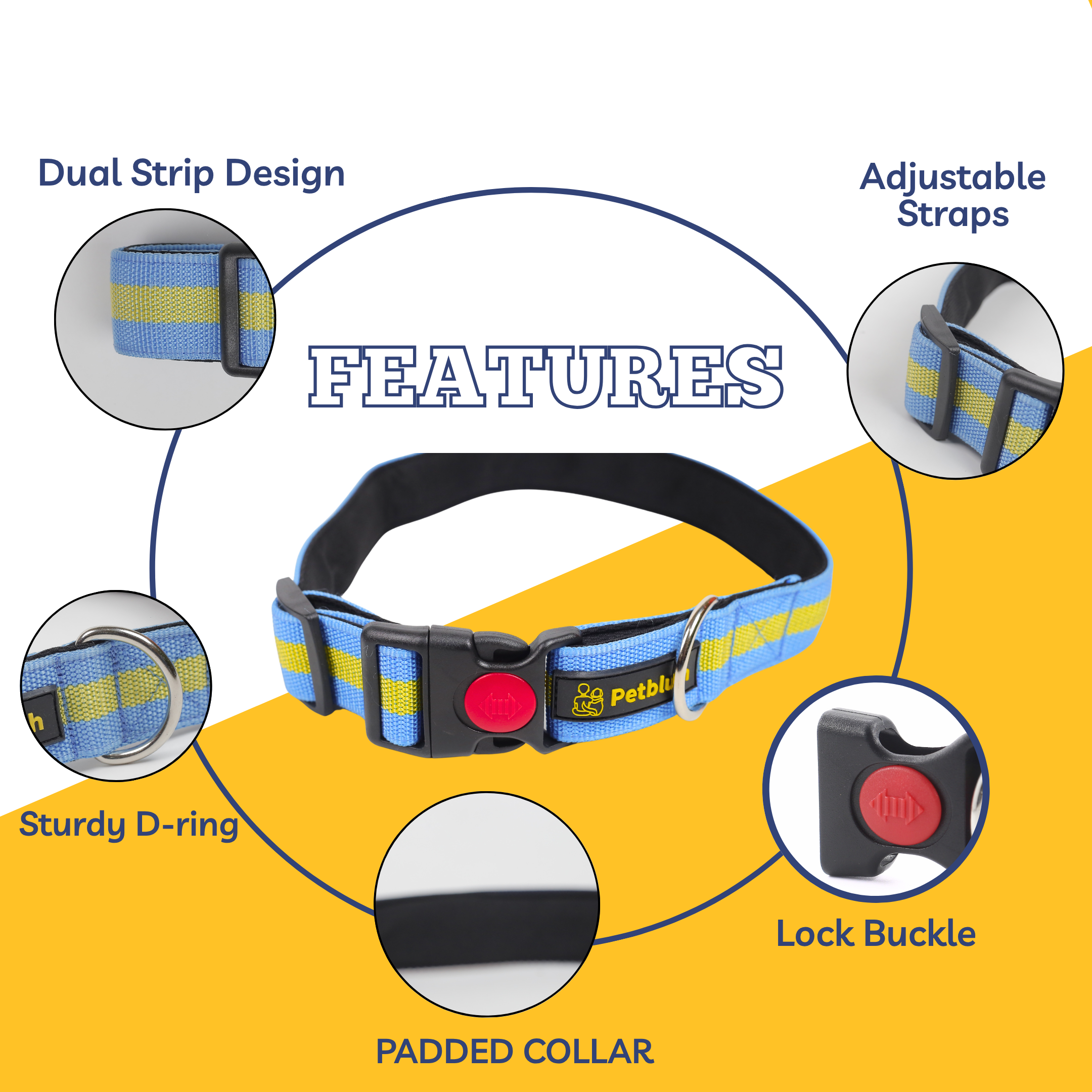 Petblush Dual Stripes Collar For Dogs