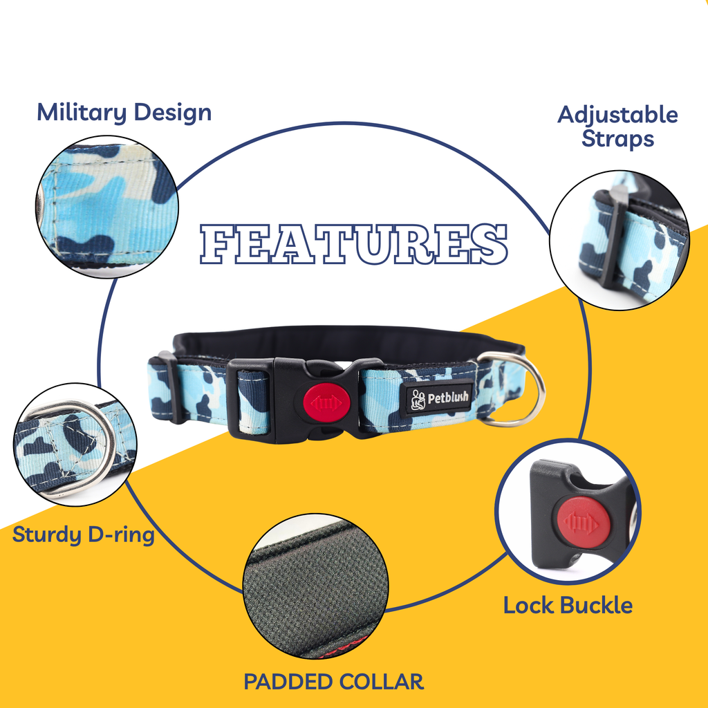 Petblush Military Print Padded Dog Collar