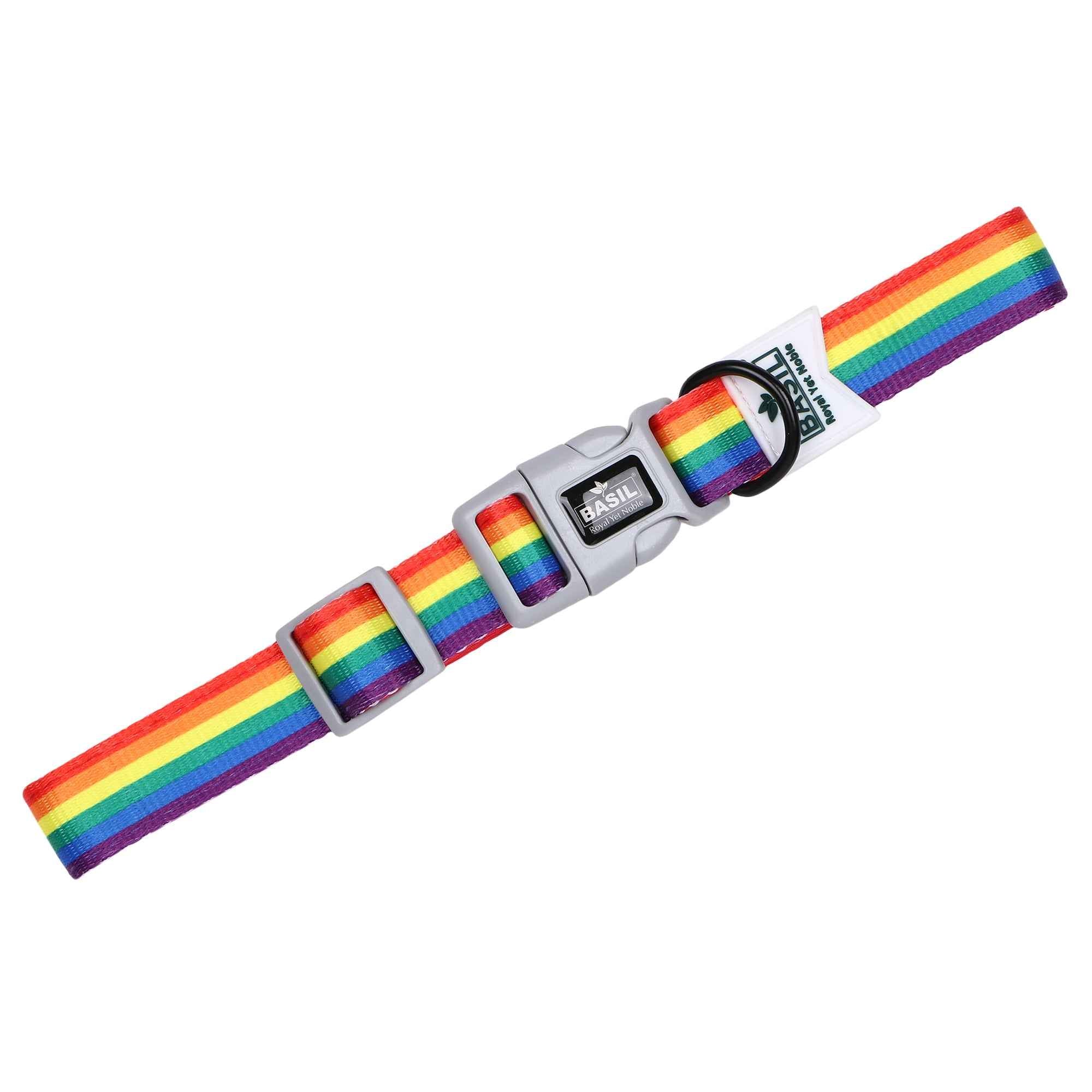 Padded Adjustable Collar for Dogs, Cats & Puppies (Rainbow)