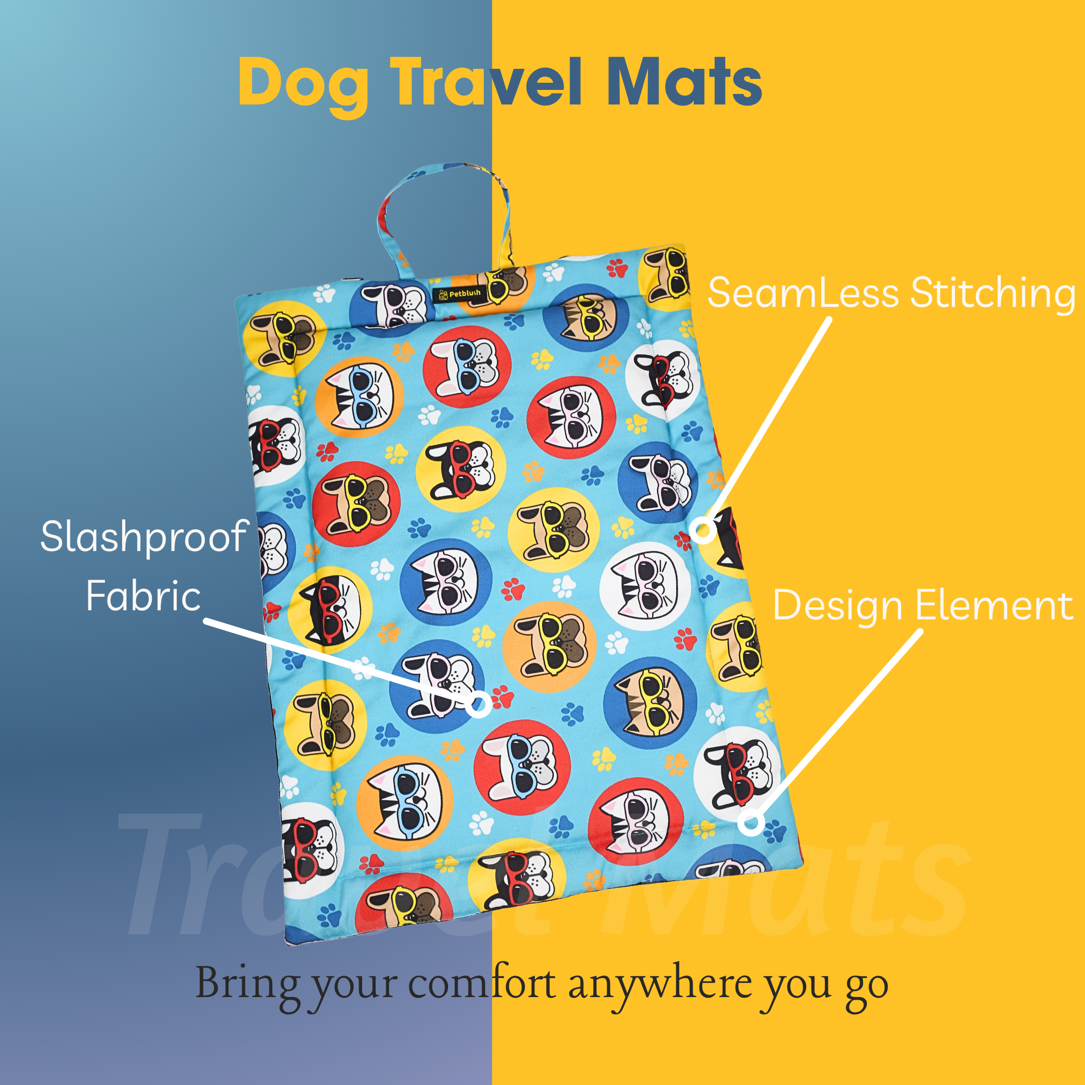 Petblush Cool Dog & Cat Foldable Travel Mat For Dogs & Cats