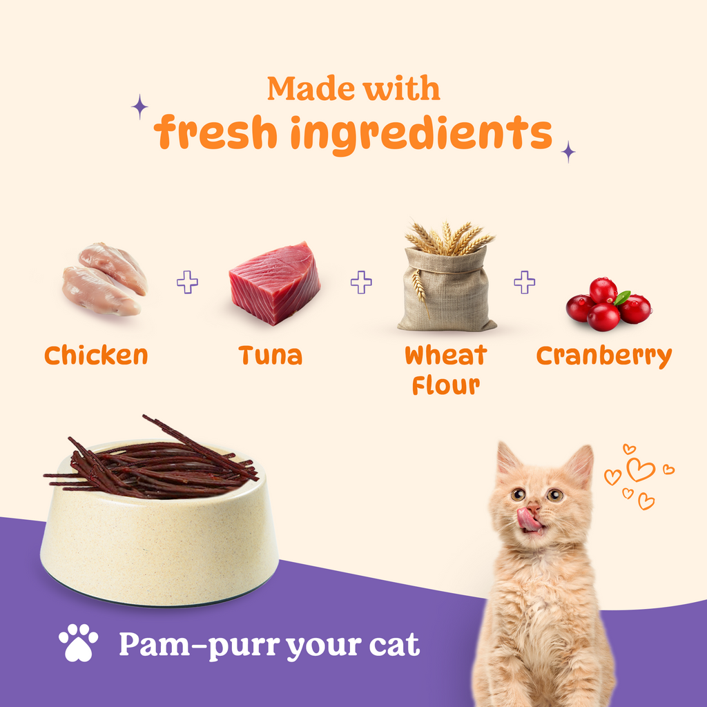 BASIL PURRfect Dental Stick Tuna Cranberry Treat for Cats & Kittens | 44 Grams