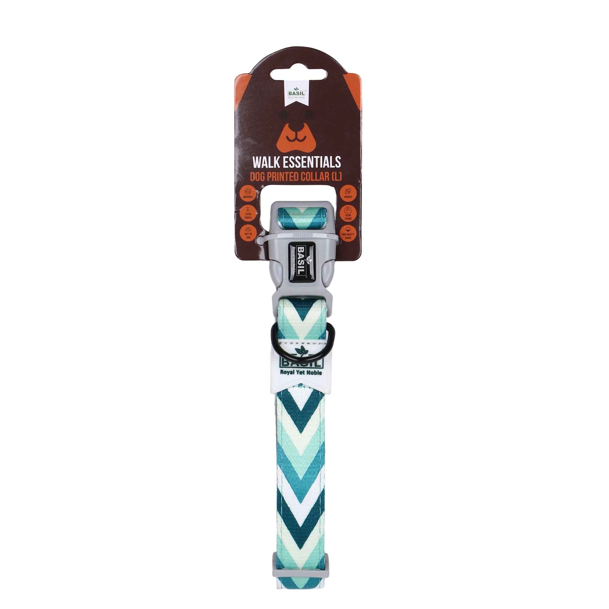 Padded Adjustable Collar for Dogs, Cats & Puppies (Zig-Zag Green)