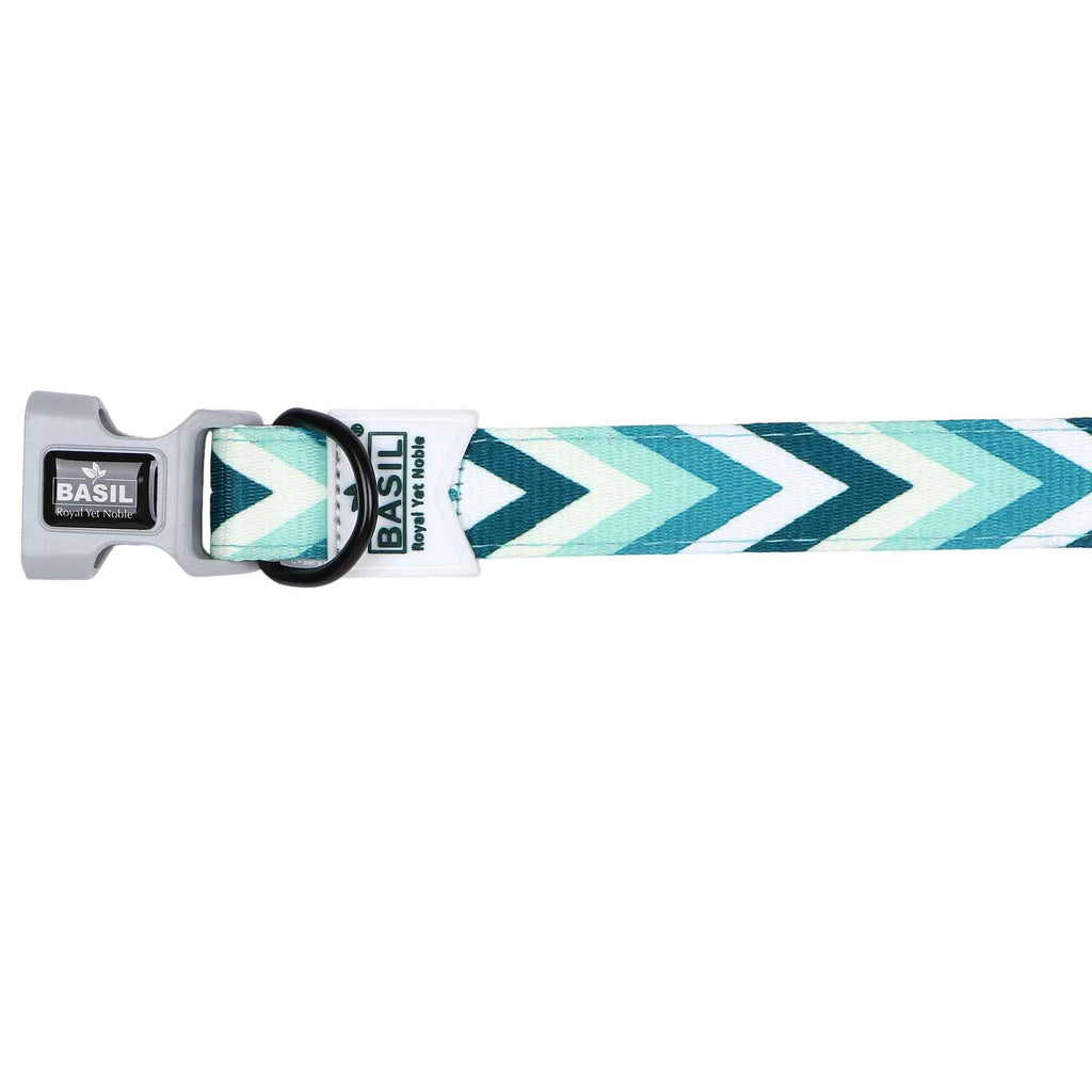 Padded Adjustable Collar for Dogs, Cats & Puppies (Zig-Zag Green)
