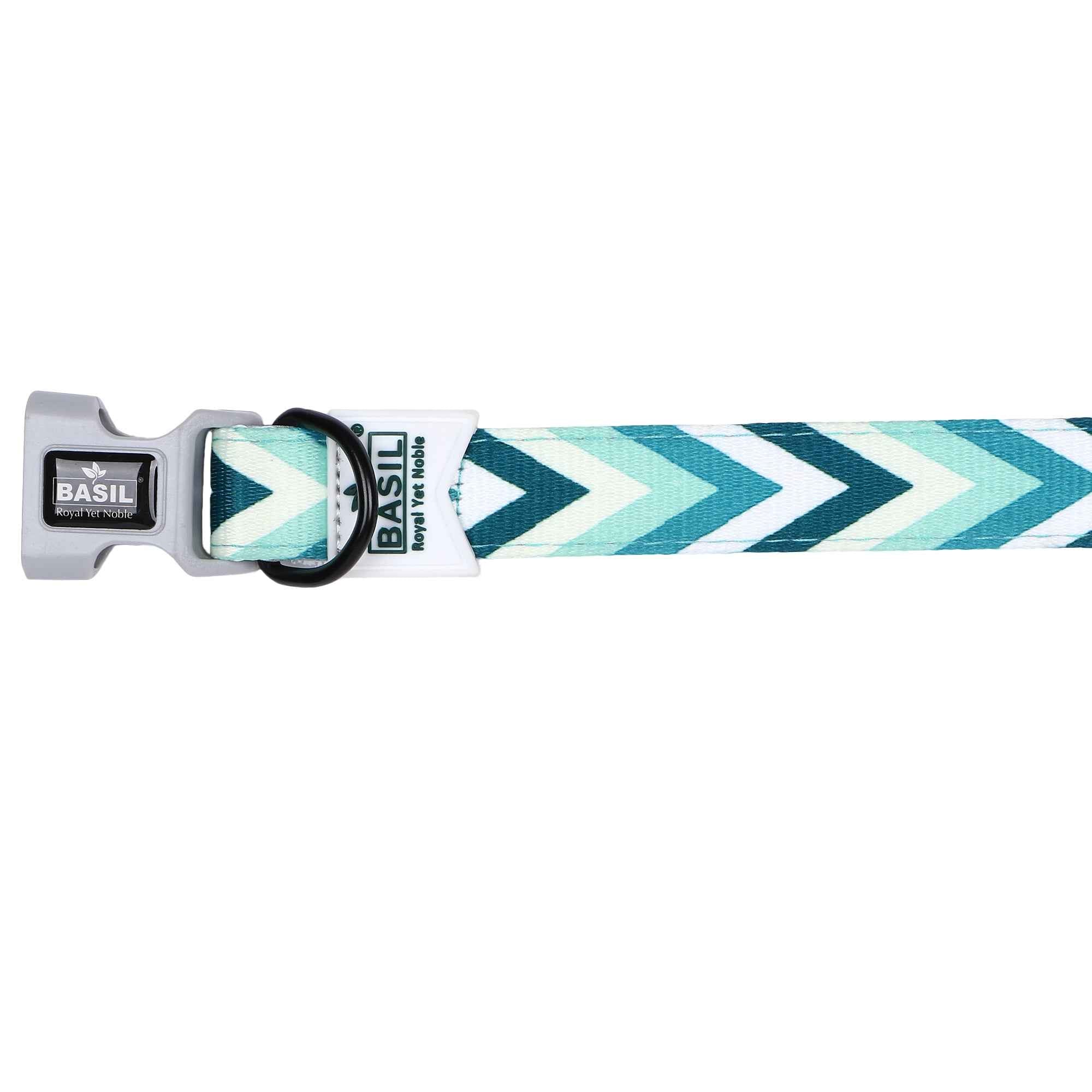 Padded Adjustable Collar for Dogs, Cats & Puppies (Zig-Zag Green)