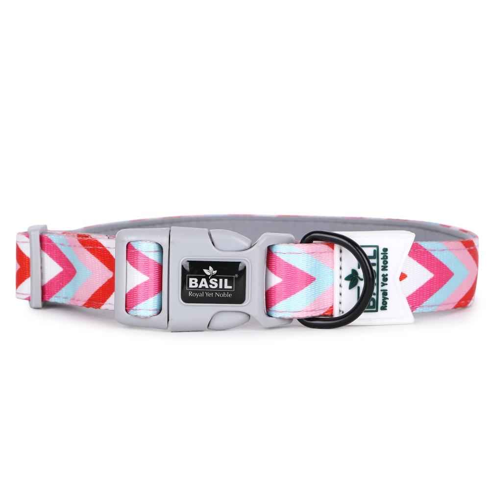 Padded Adjustable Collar for Dogs, Cats & Puppies (Zig-Zag Red)