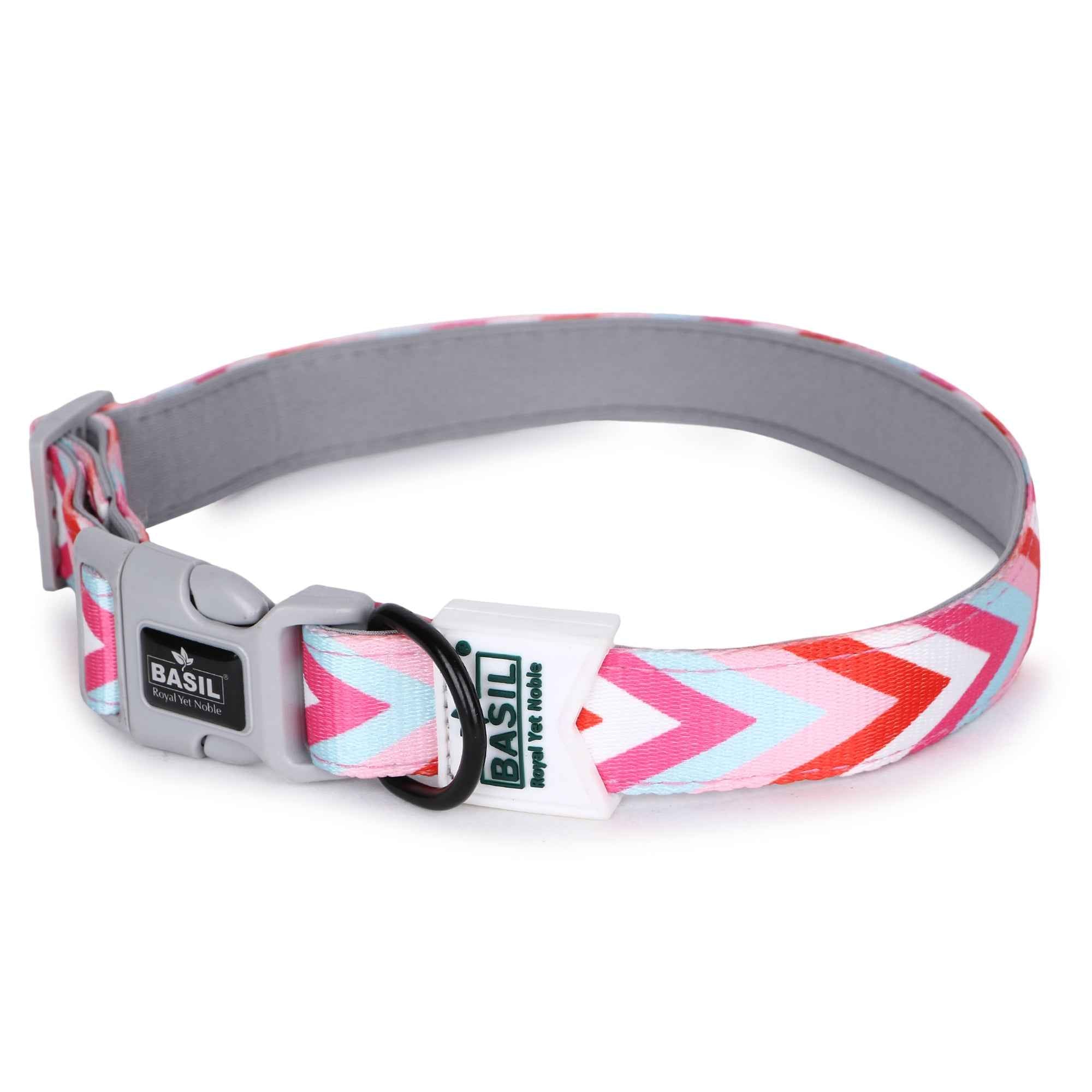 Padded Adjustable Collar for Dogs, Cats & Puppies (Zig-Zag Red)